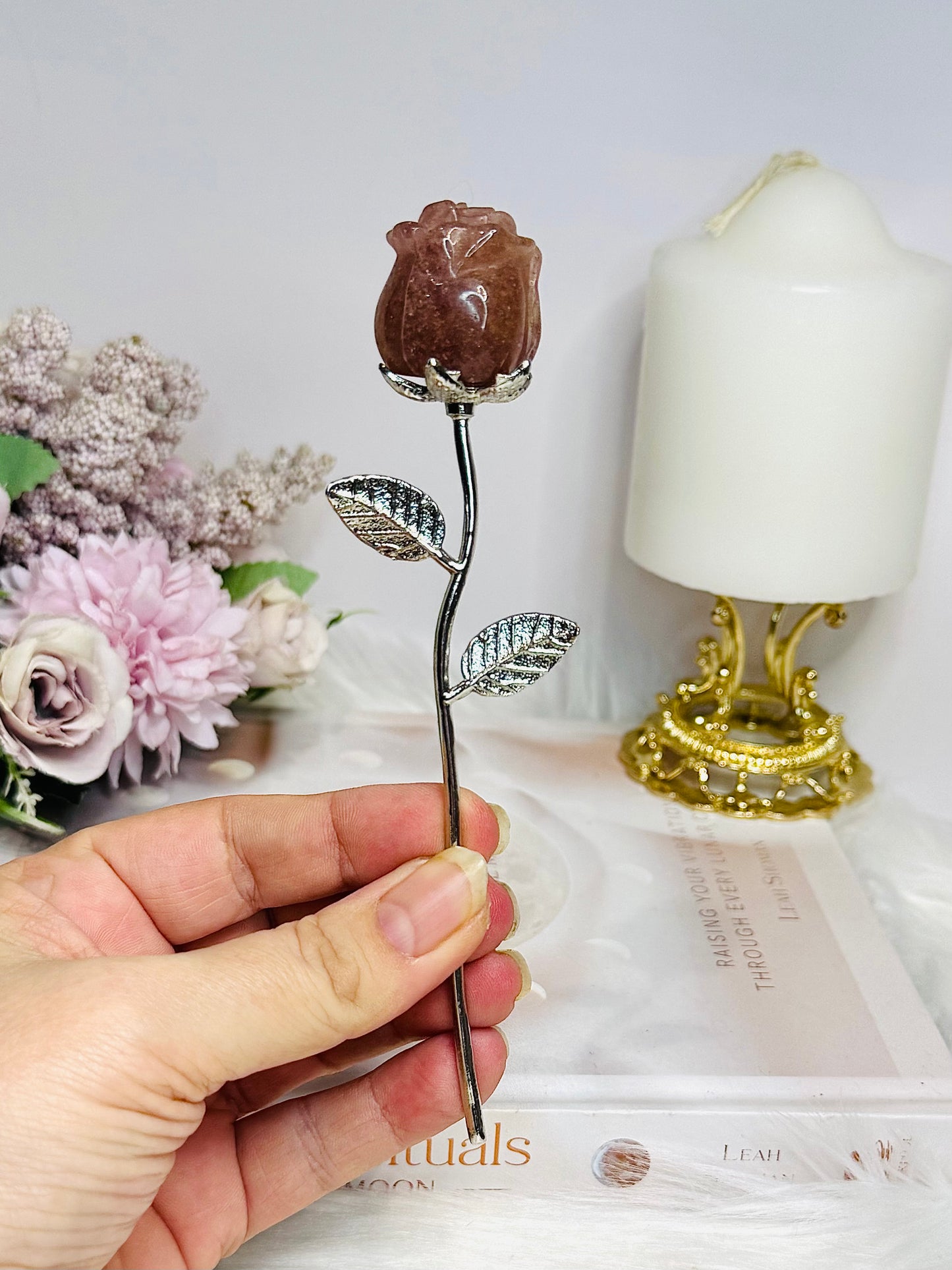 Strawberry Quartz Forever Rose 15cm