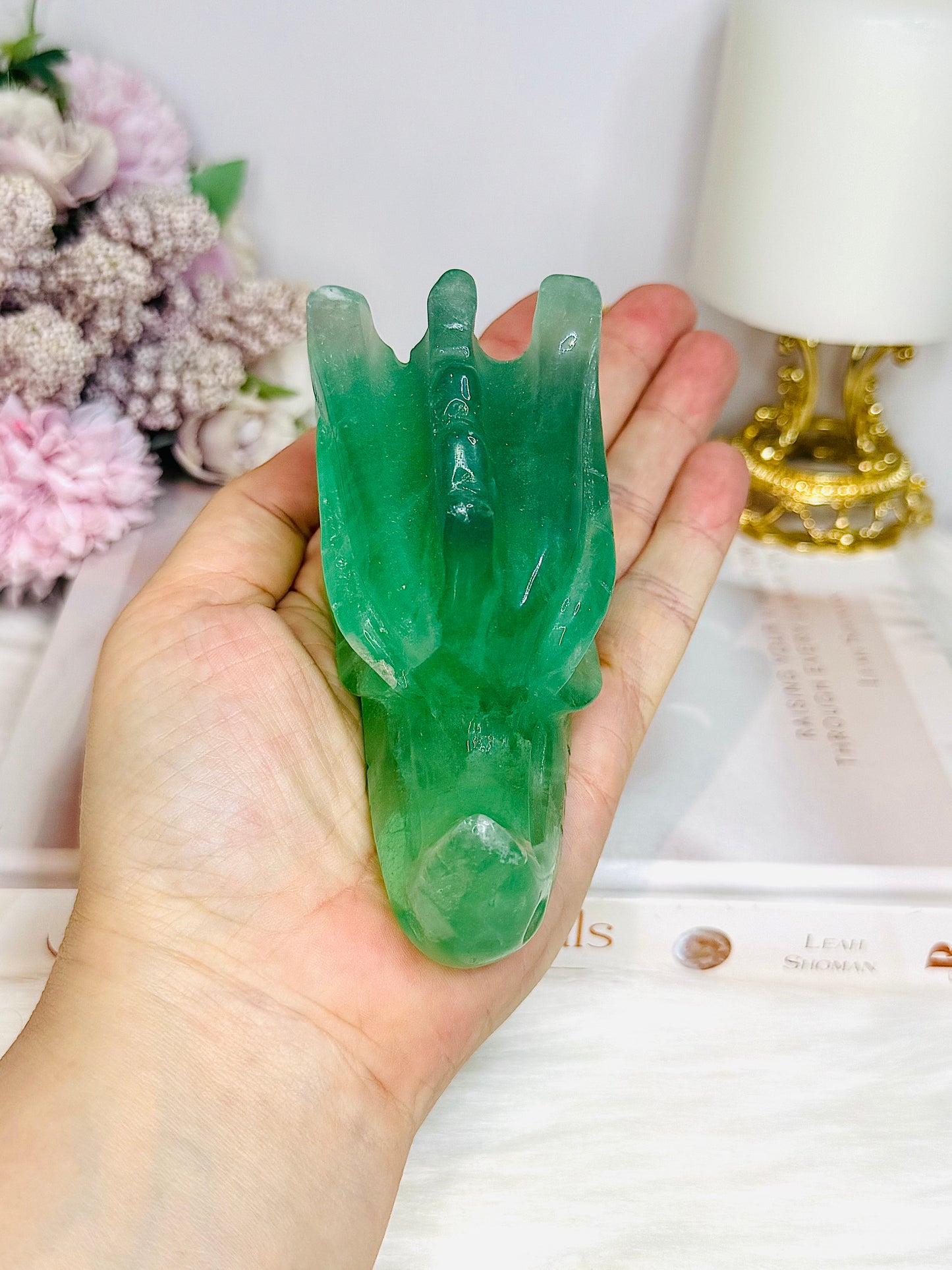 Green Fluorite Carved Dragon 10cm