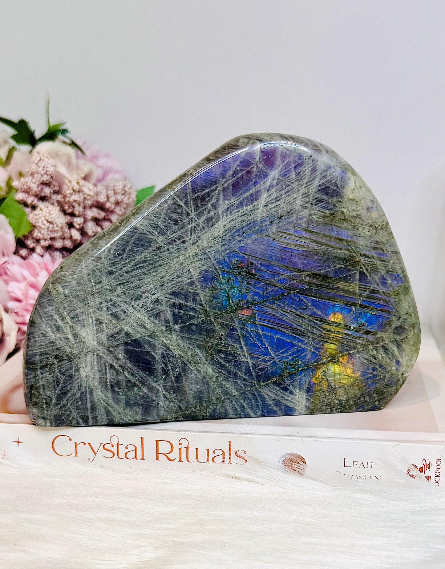 Large Natural Polished Labradorite Freeform 1.29KG 15.5cm (Flash is all purple not blue)