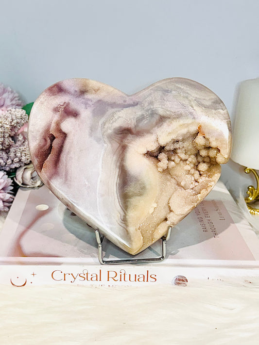 Large High Grade Pink Amethyst Heart with Sugar Druzy 15cm 790g