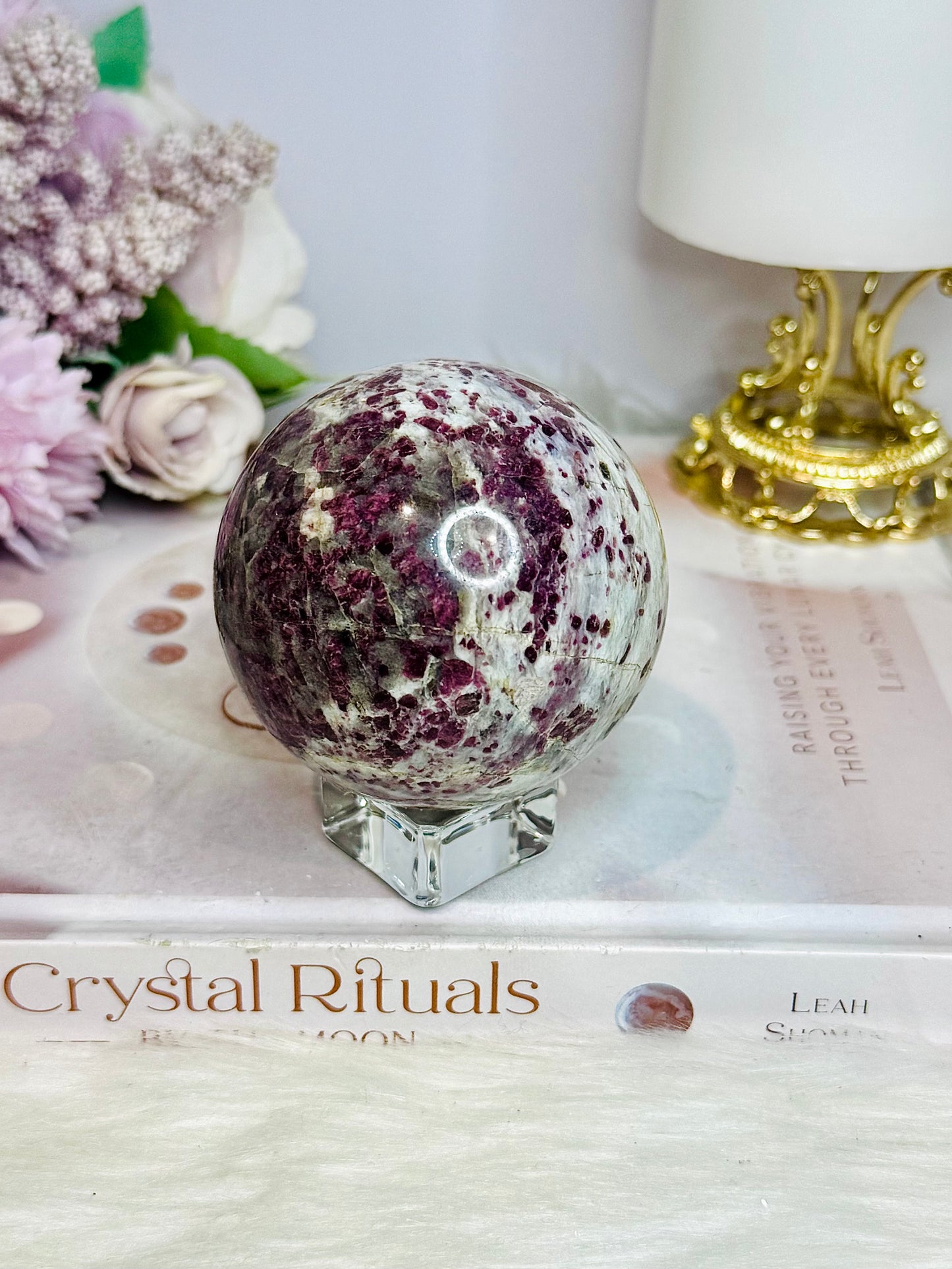 Pink Tourmaline Large Sphere On Stand 386g