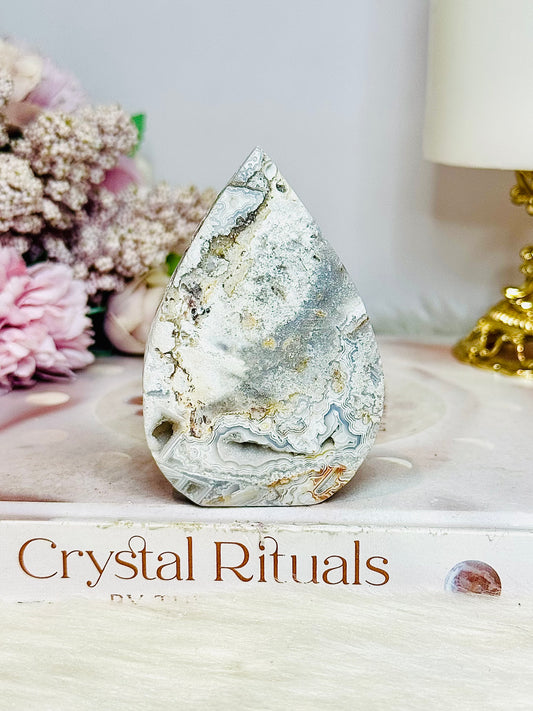 Mexican Lace Agate Druzy Freeform | Flame 7.5cm