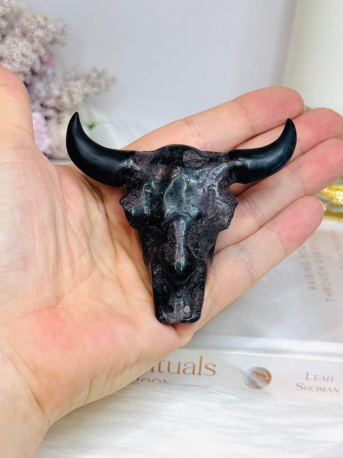 Garnet in Astrophyllite Bull on Stand 8cm