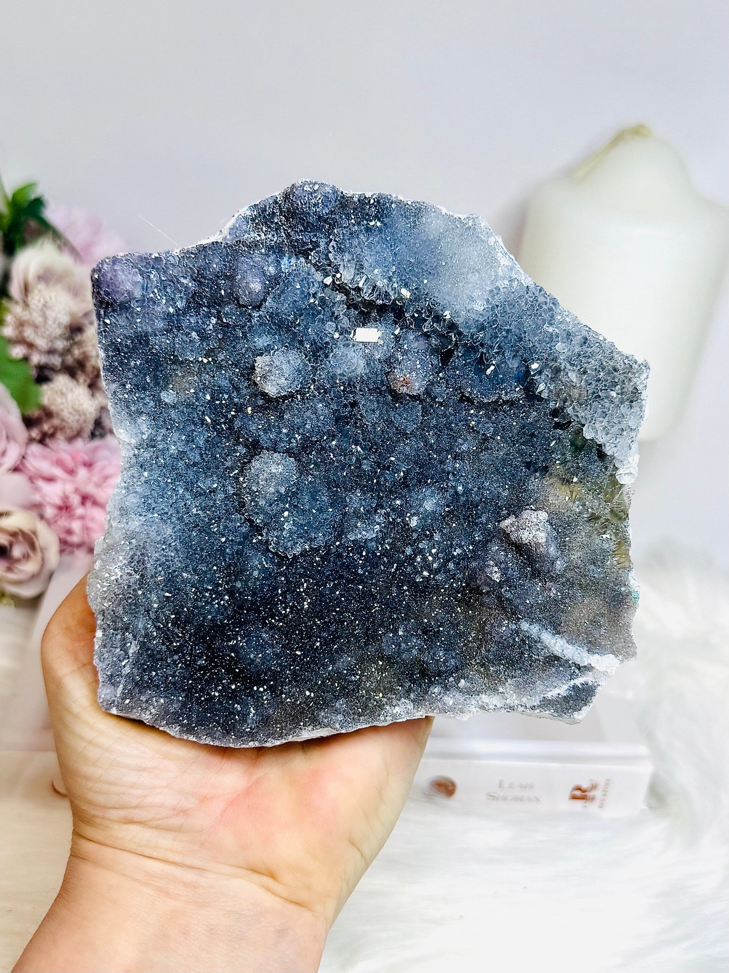 Natural Zeolite (Flower Amethyst) Slab on Stand 11cm