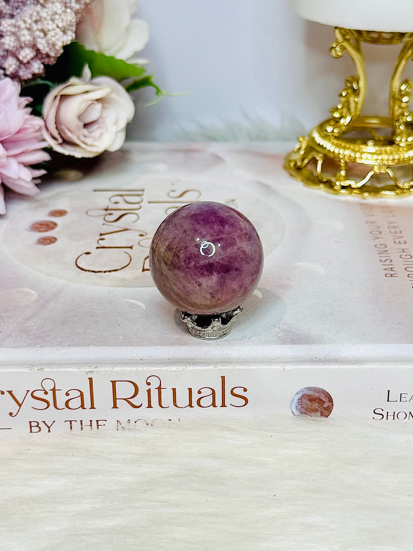 Small Lavender Rose Quartz Sphere On Stand