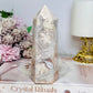 High Grade Flower Agate Druzy Tower 13cm