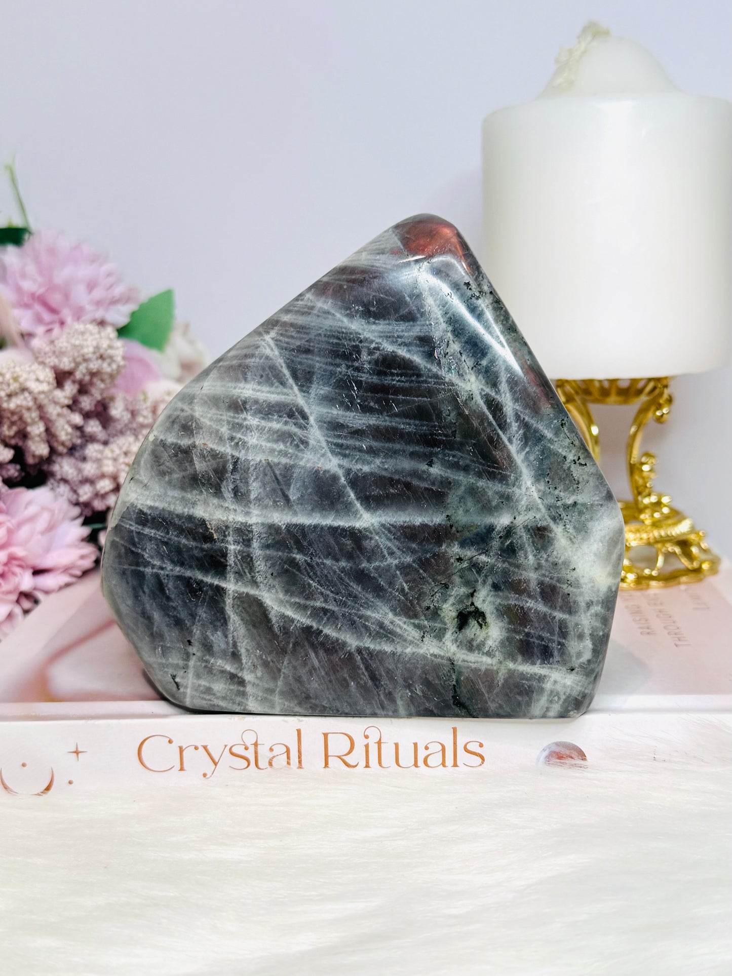 Large Polished Pink & Purple Flash Labradorite Freeform 904g
