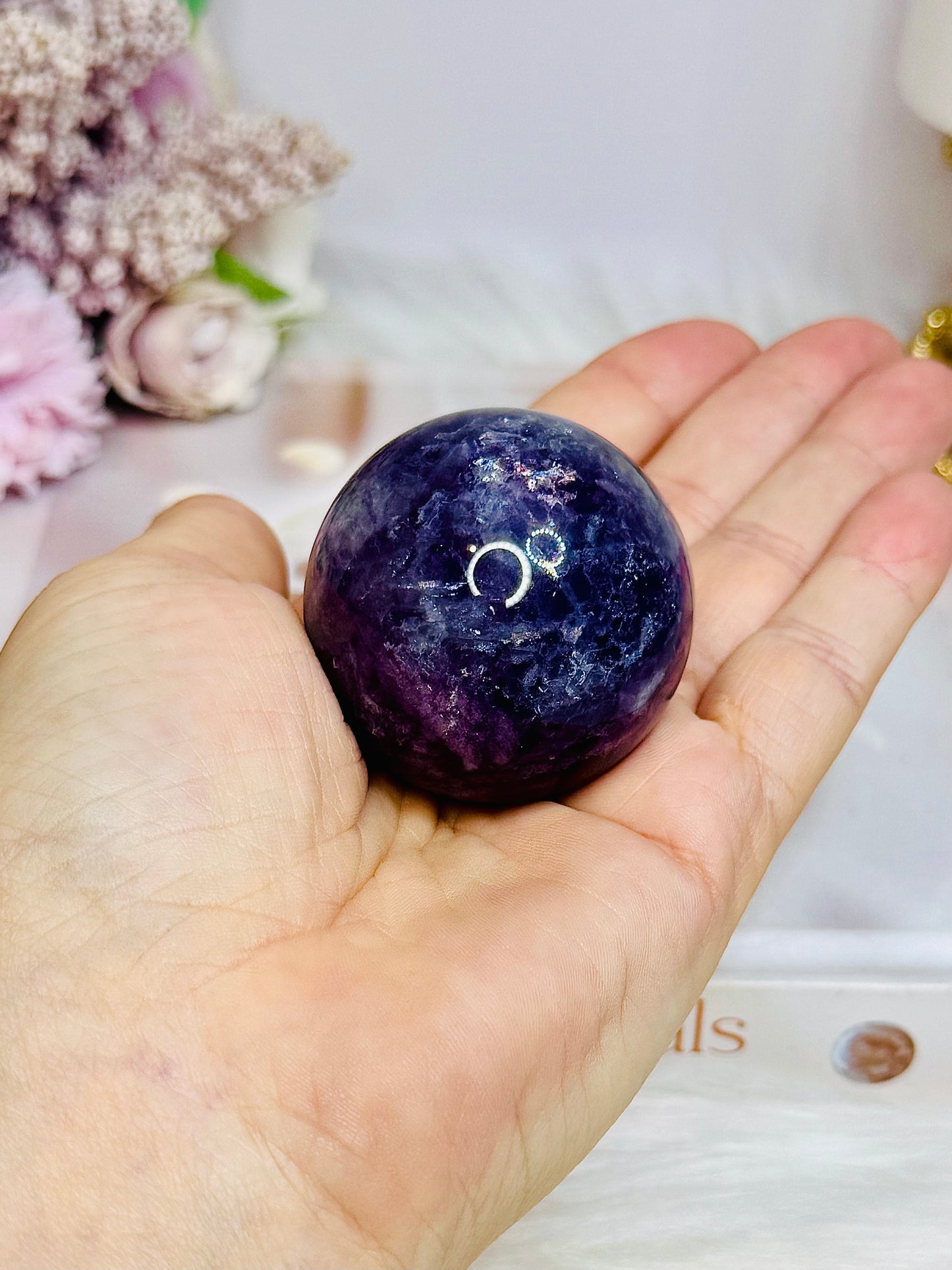 High Grade Fluorite Sphere with Rainbows 145g