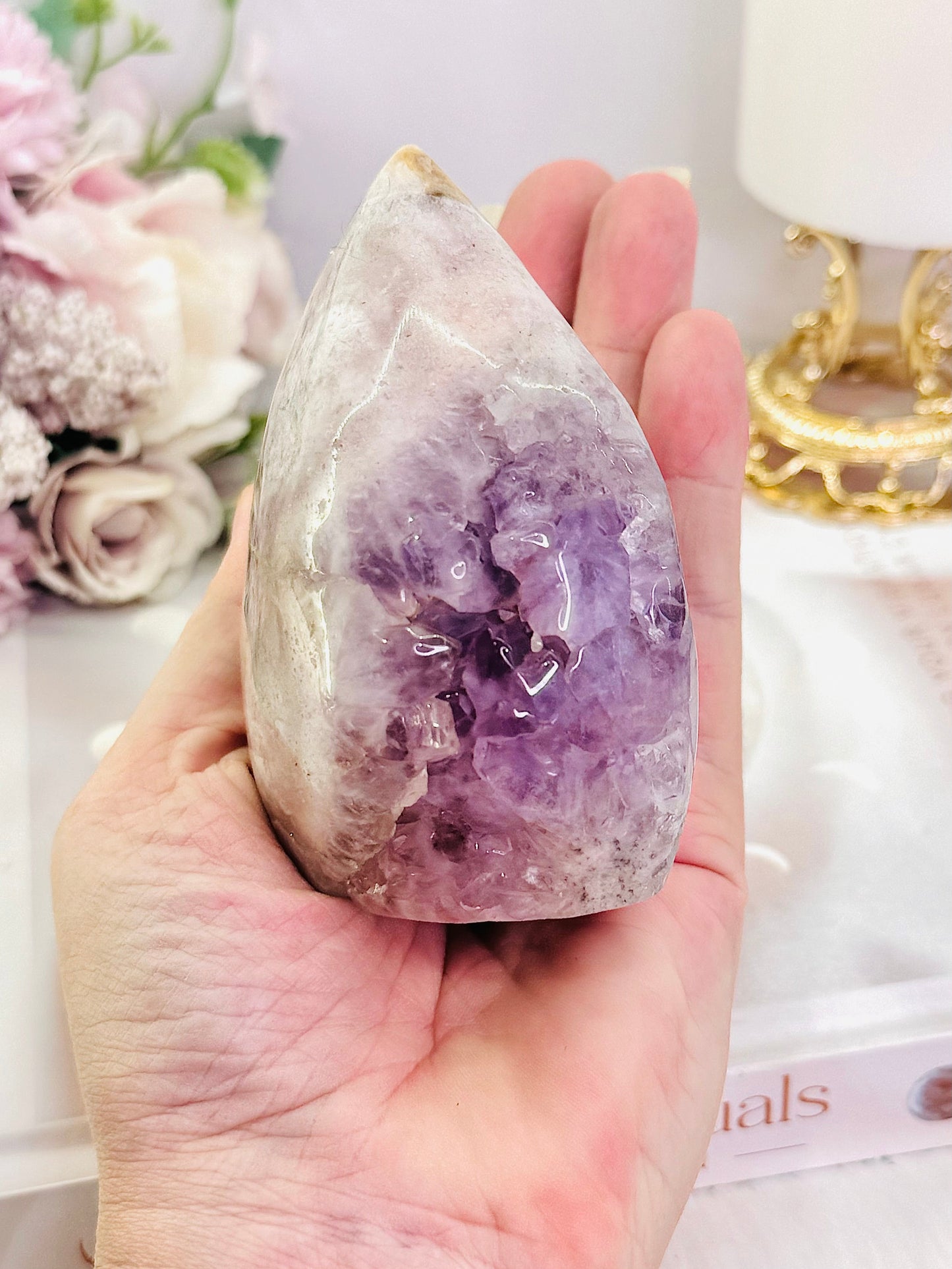 Druzy Pink Amethyst Carved Flame | Freeform 319g