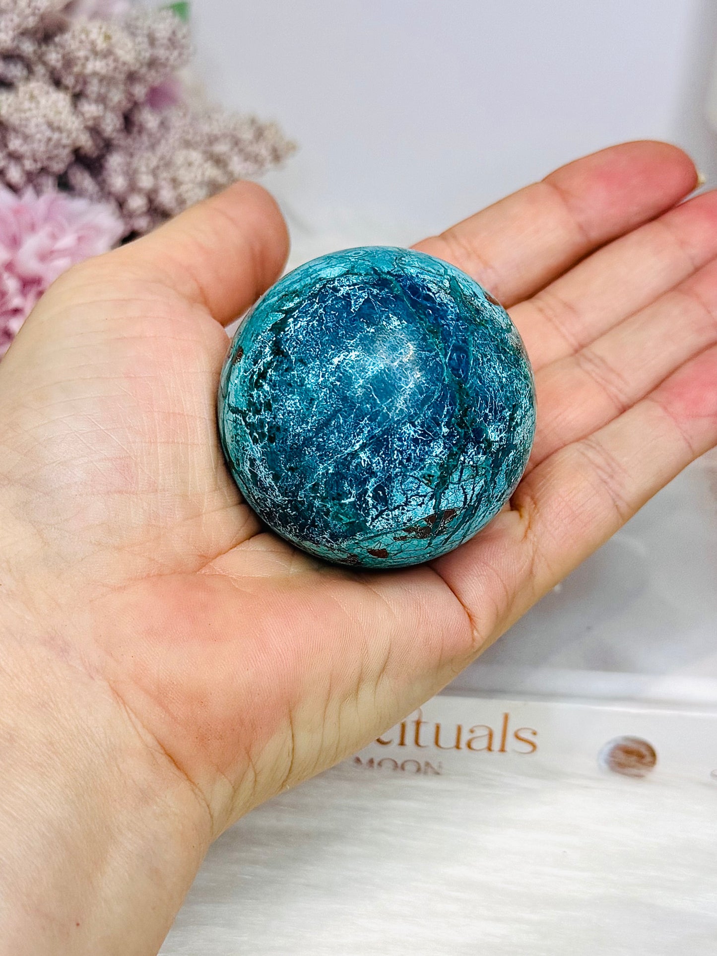 High Grade Chrysocolla Sphere on Stand 181g