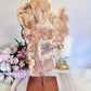 Large Natural 28cm (inc stand) Pink Amethyst Druzy Slab On Rose Gold Stand From Brazil