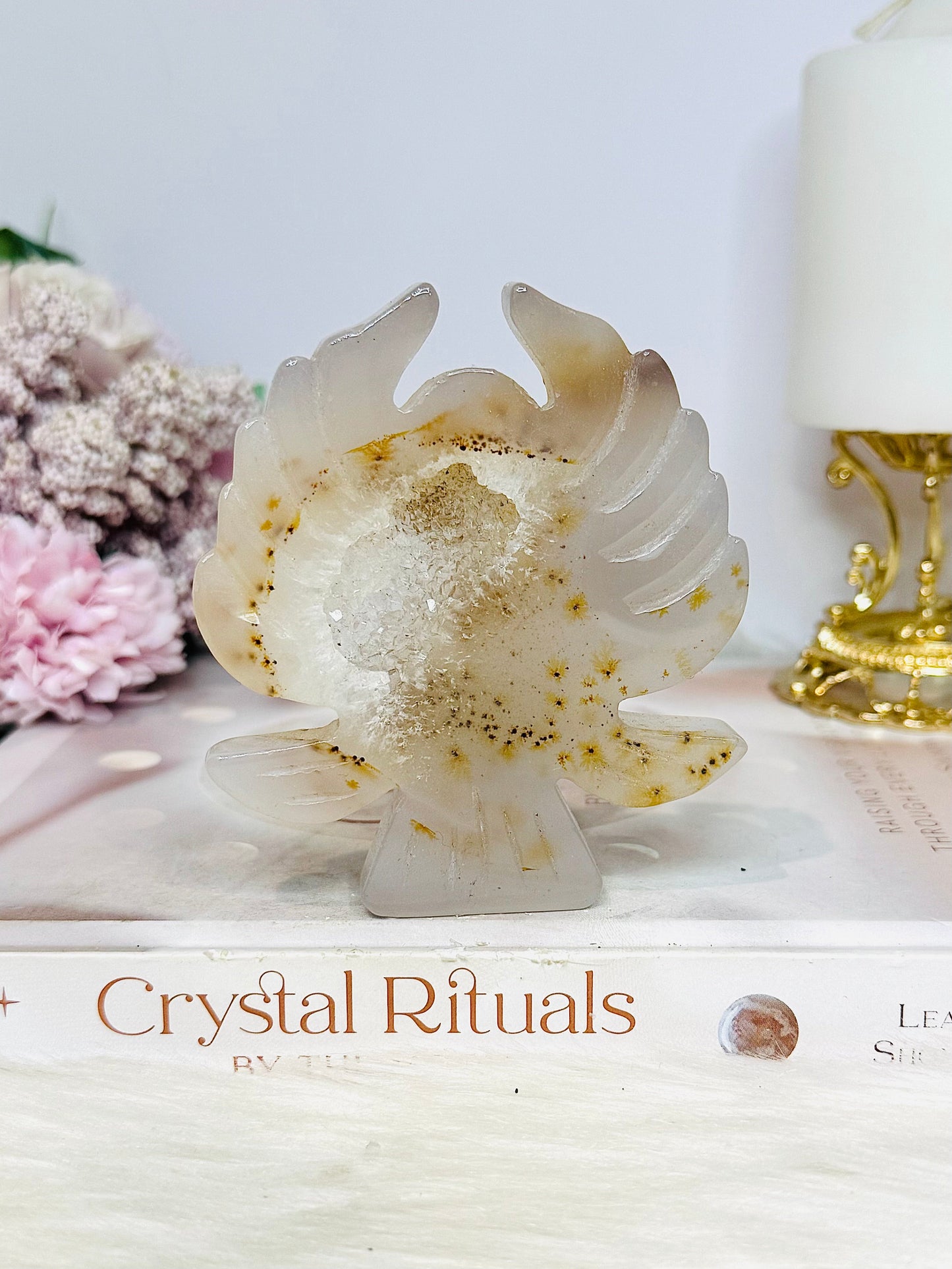 Druzy Agate Carved Angel 9cm