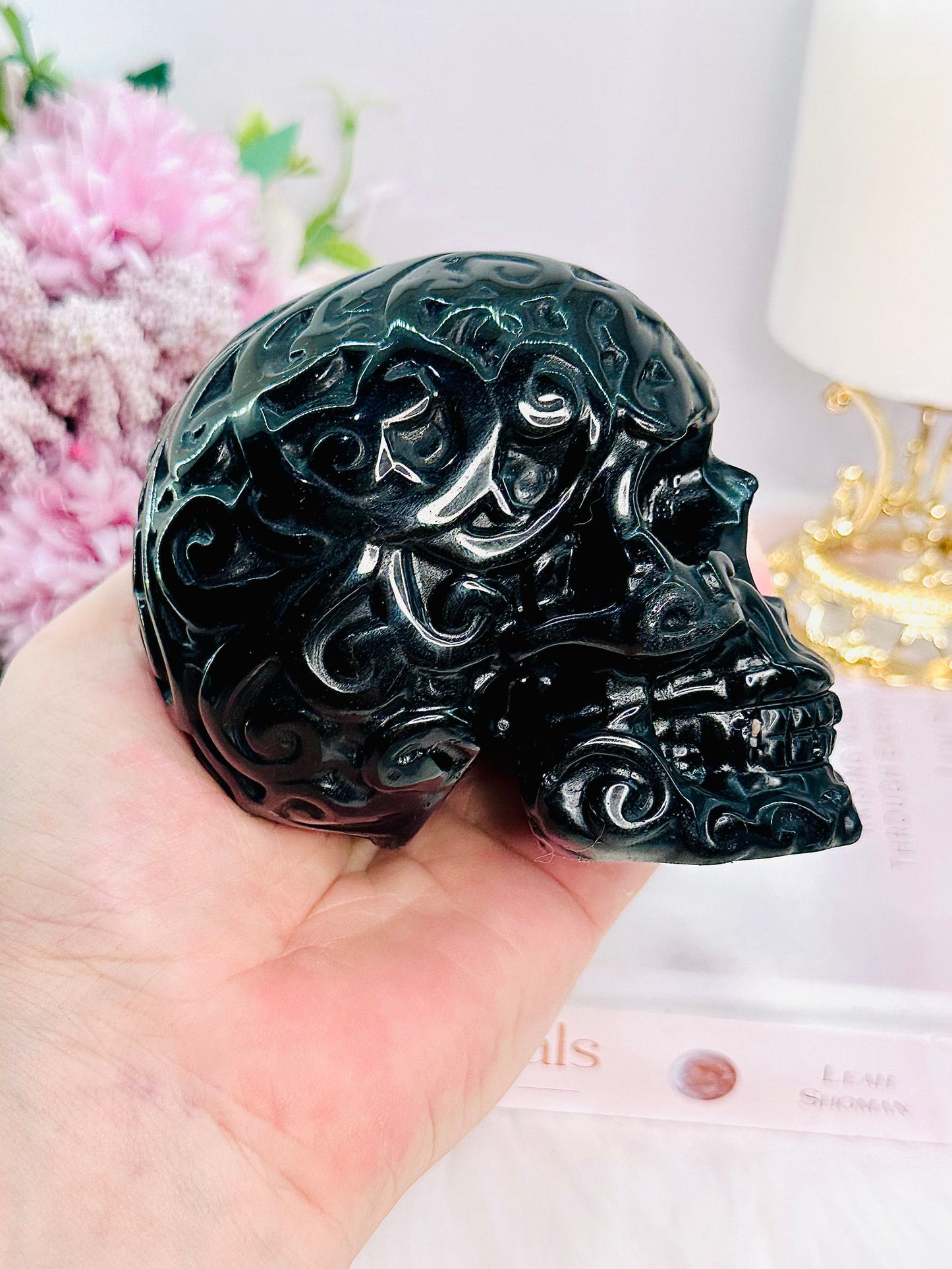 My Personal Favourite!!! Large Stunning Carved Black Obsidian Skull 575grams Absolutely Unbelievable Gorgeous & Perfect