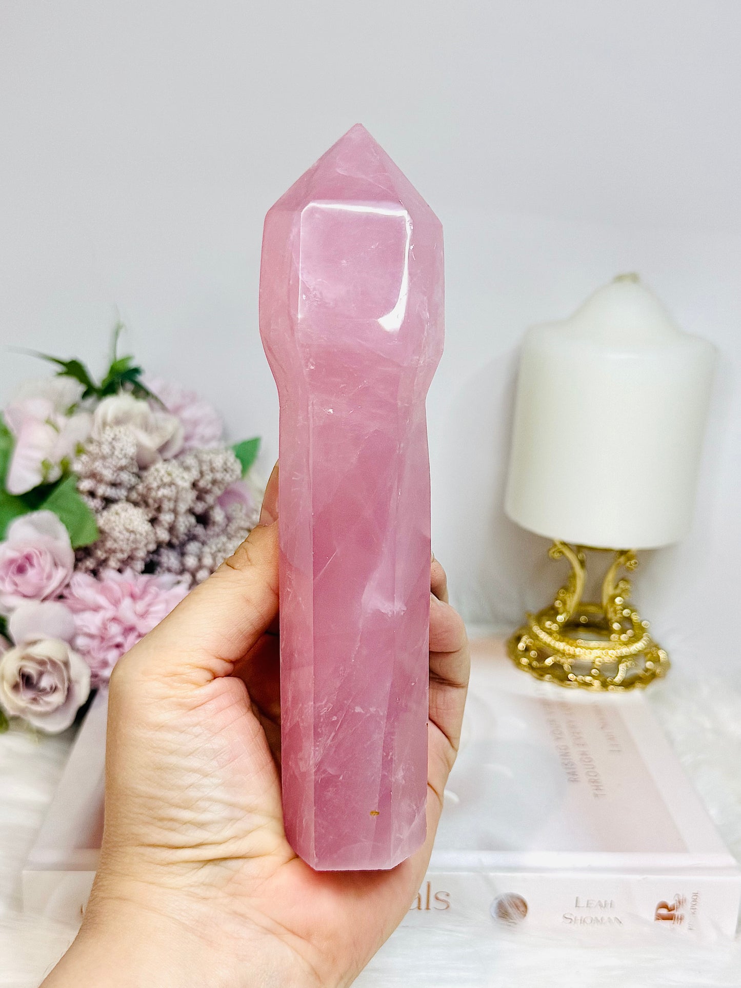 Large High Grade Dark Pink Rose Quartz Sceptre | Tower 17.5cm