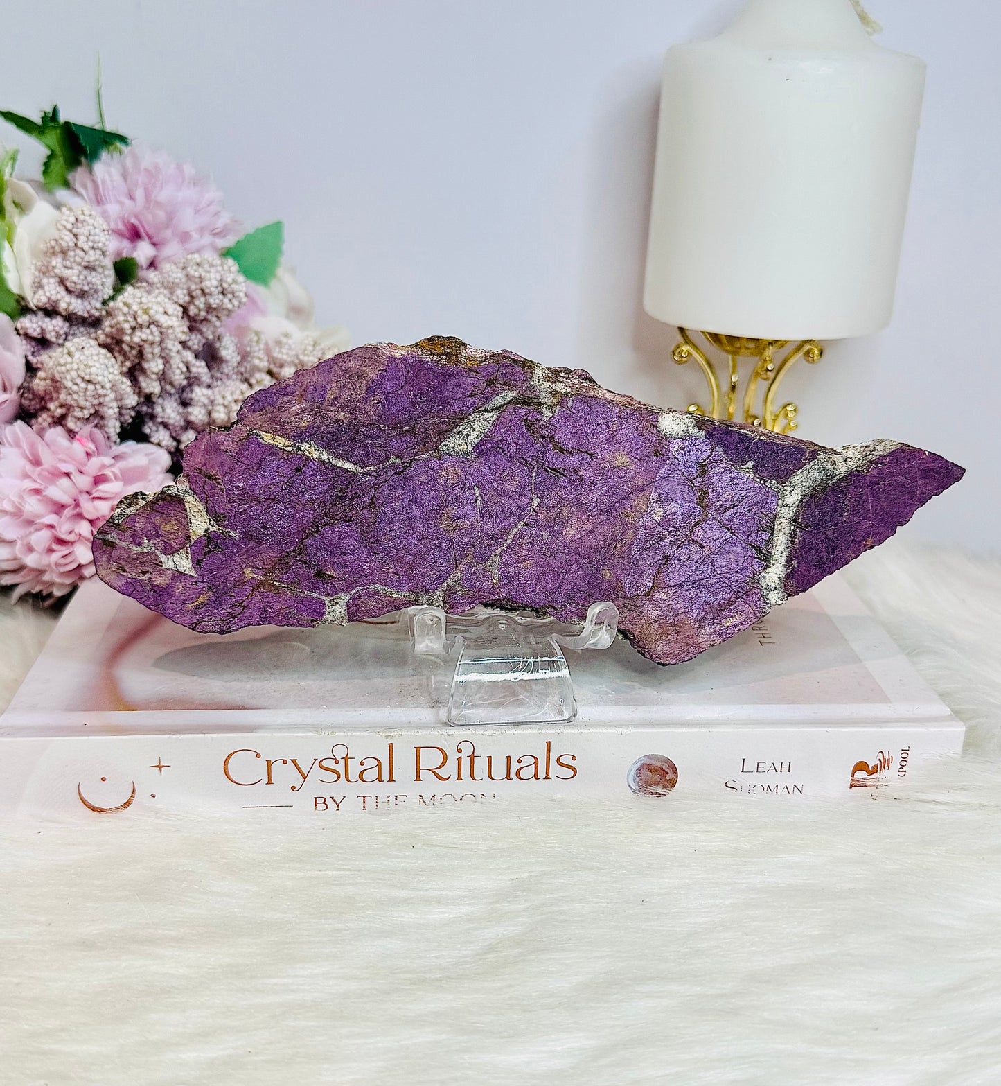Large Natural Purpurite Slab on Stand 309g 19cm