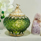 Glass Lantern Led Temple Green Avocado 15.5cm