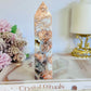 Unique Large 14cm Druzy Pink Agate Tower