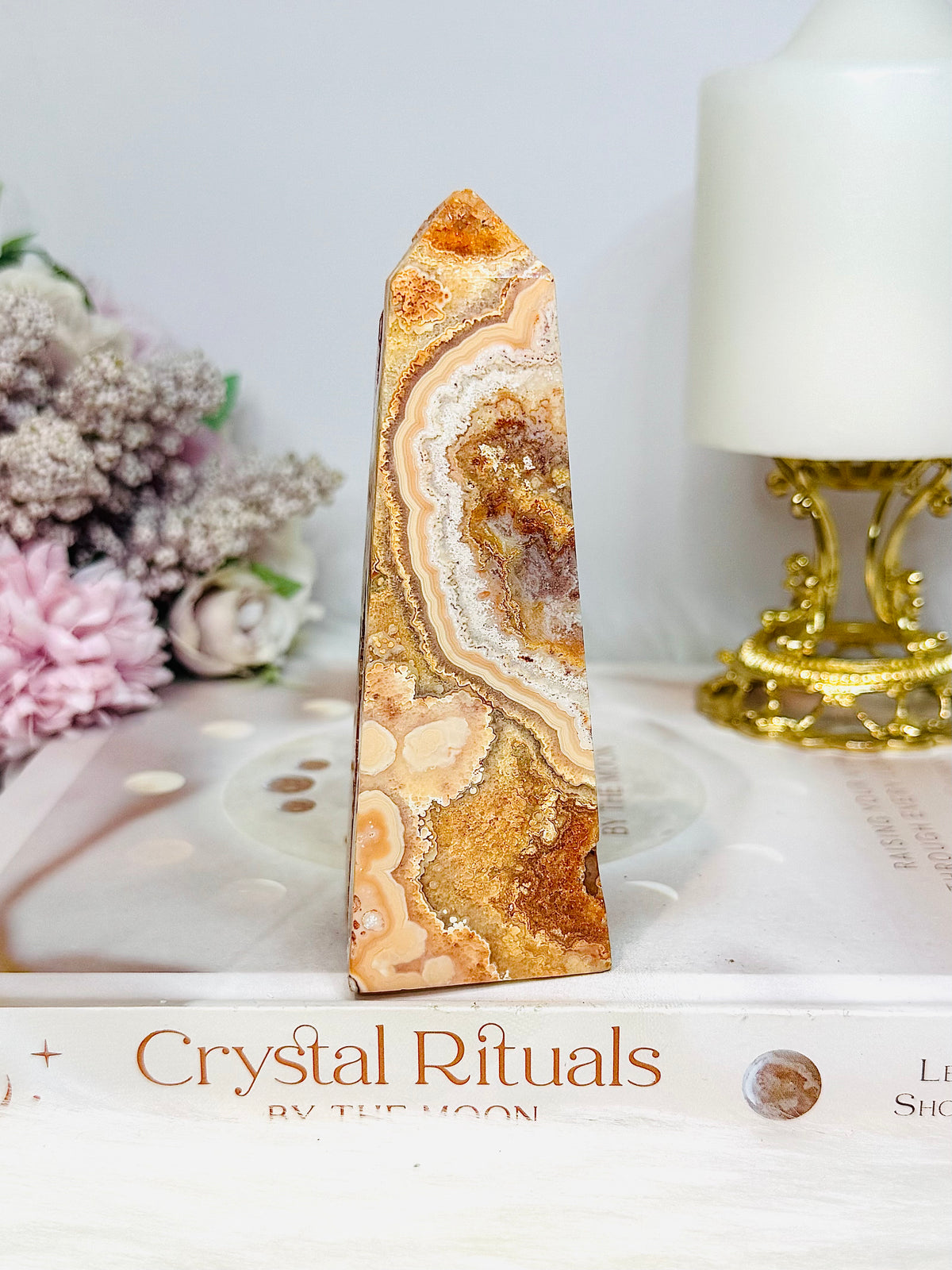 Crazy Lace Mexican Agate Druzy Tower | Obelisk 11.5cm