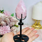 High Grade Rose Quartz Carved Diamond on Stand 14cm