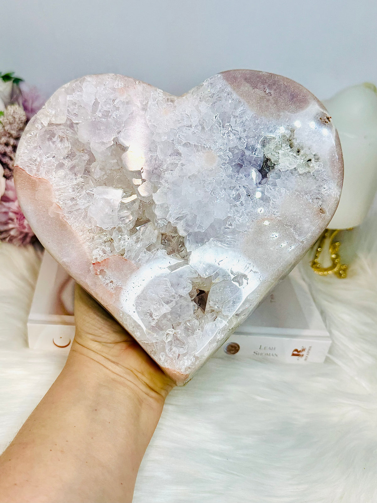 Huge High Grade Pink Amethyst Druzy Heart 16cm 1.57KG