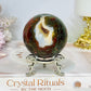 Druzy Red Moss Agate Sphere on Stand 303g