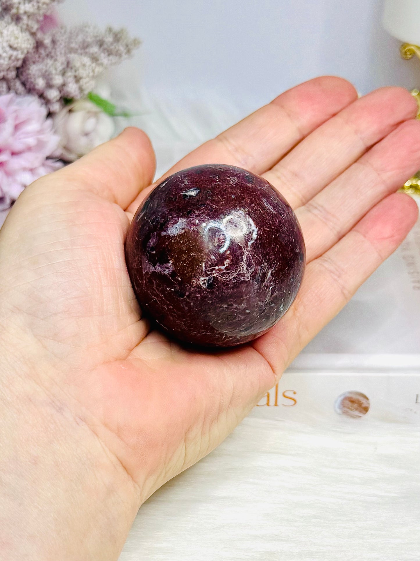 Red Onyx Sphere on Stand