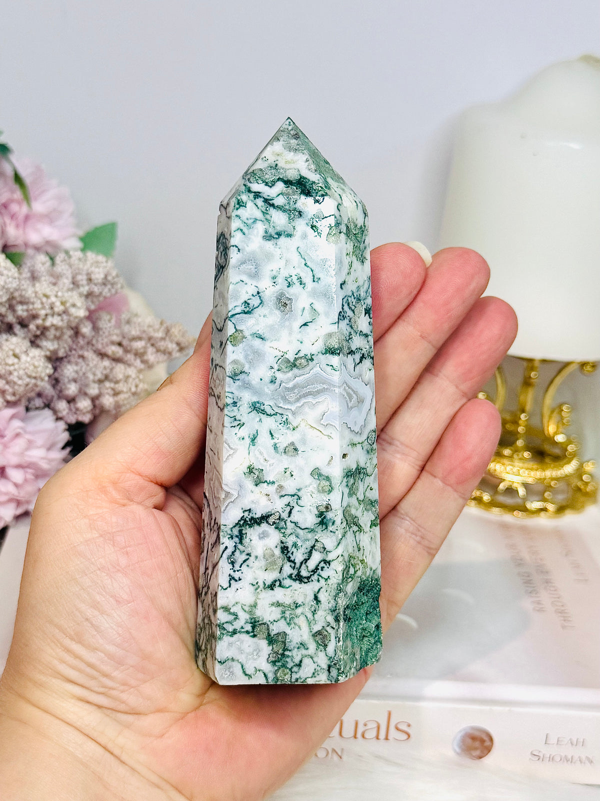 Moss Agate Chunky Tower 13cm