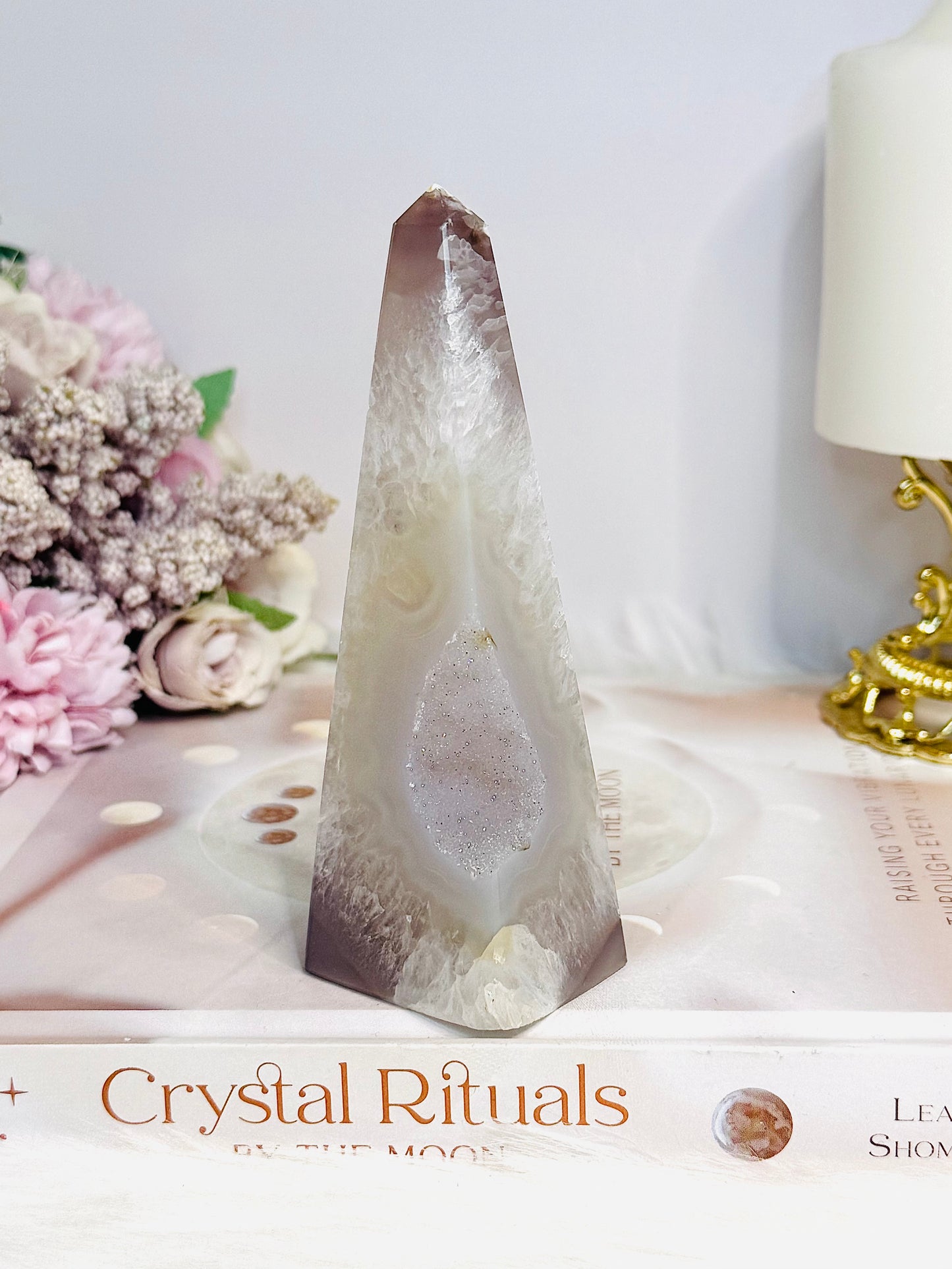 Sugar Druzy Agate Obelisk | Tower 12.5cm