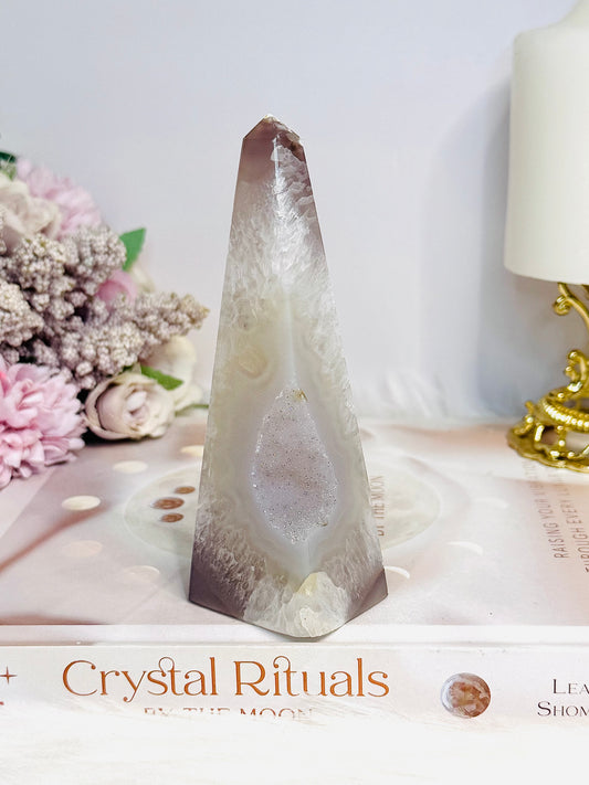 Sugar Druzy Agate Obelisk | Tower 12.5cm