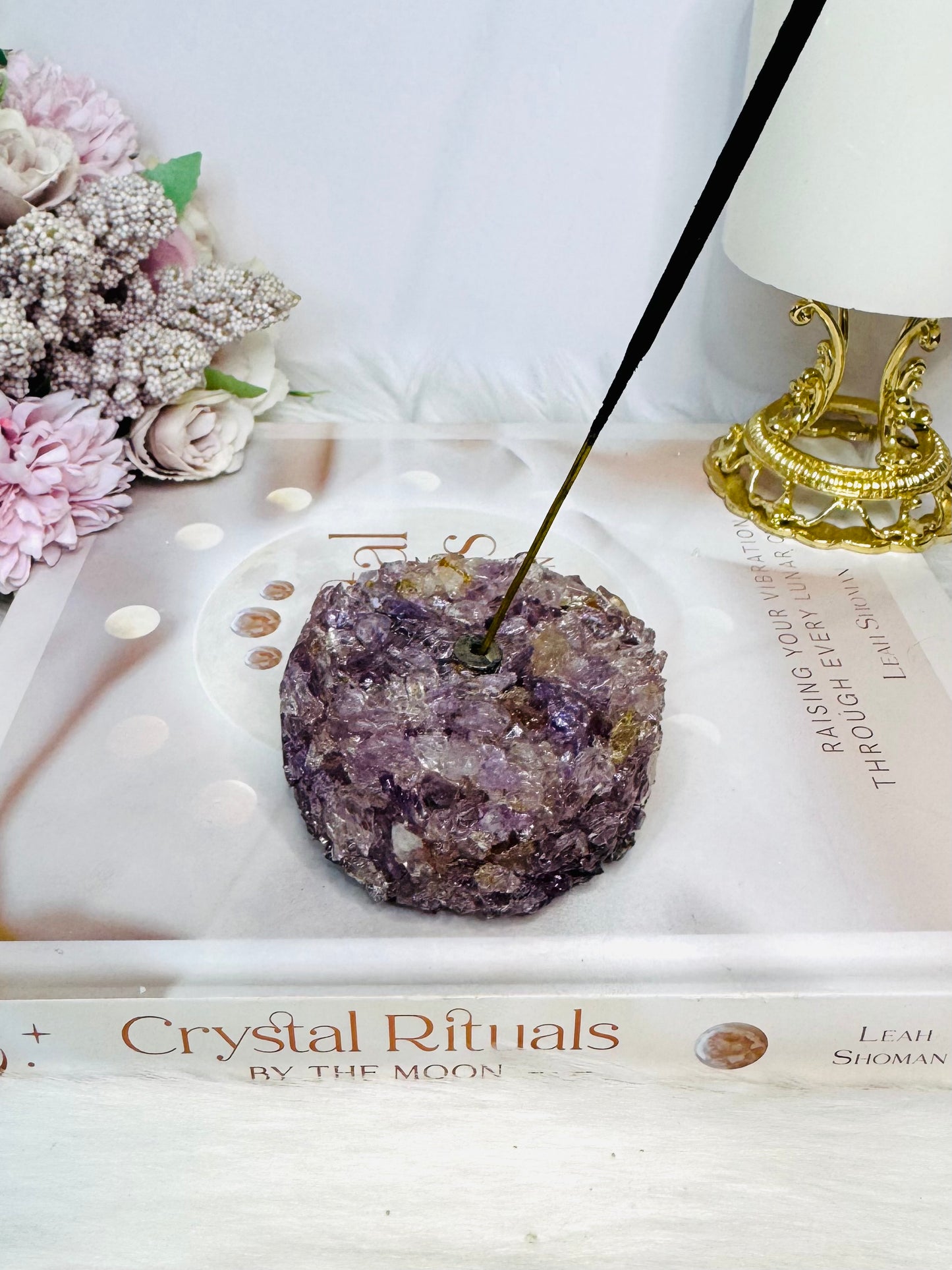 Resin Amethyst Incense Holder 7cm