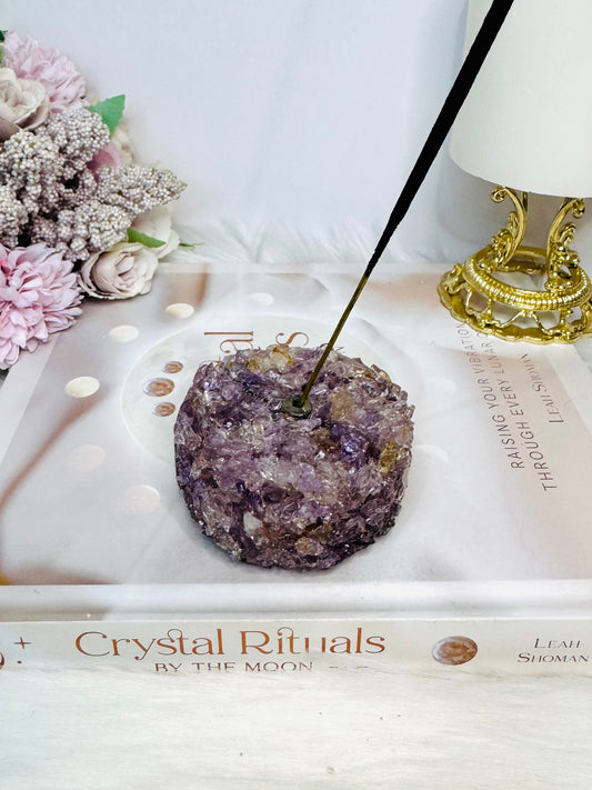 Resin Amethyst Incense Holder 7cm