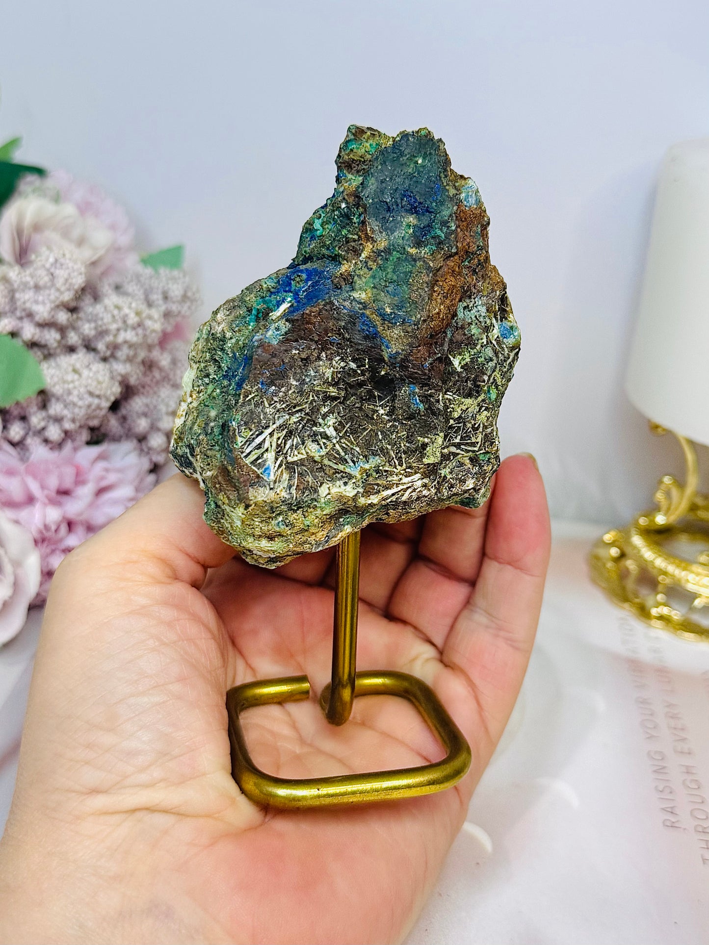 Natural Azurite X Malachite Specimen on Stand 12.5cm