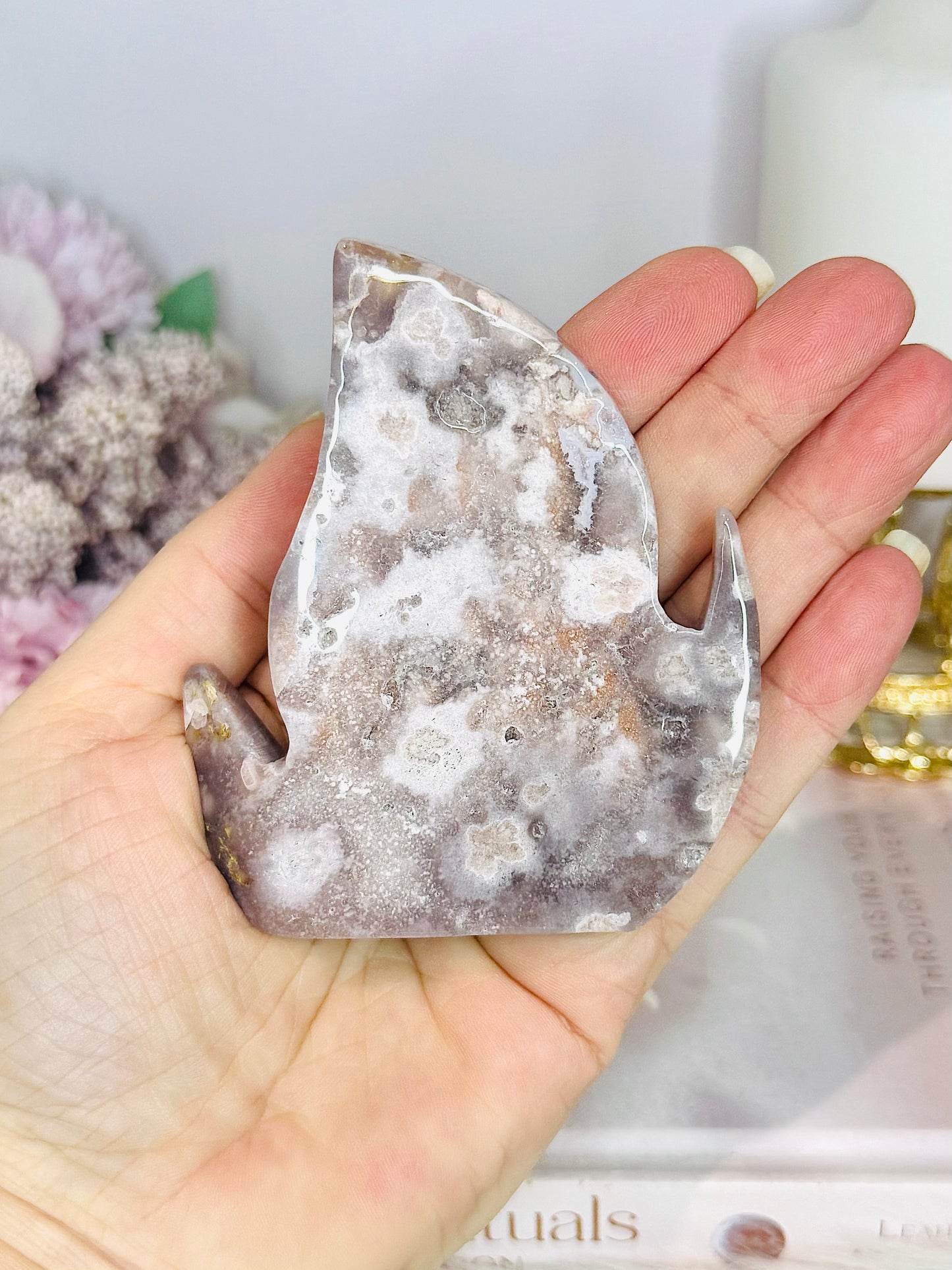 Druzy Flower Agate Fire Flame 10cm