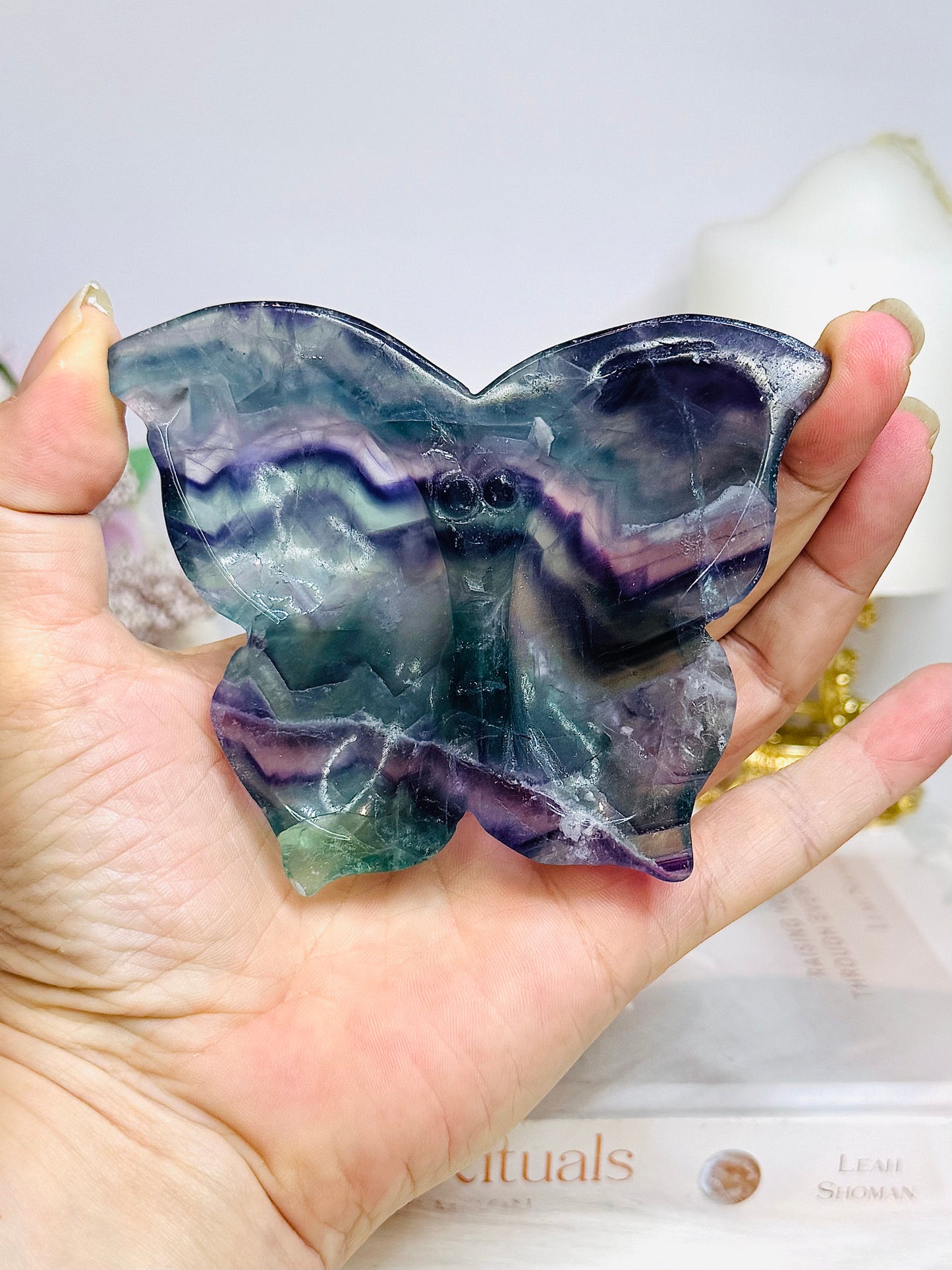 Rainbow Fluorite Butterfly Dish 8cm