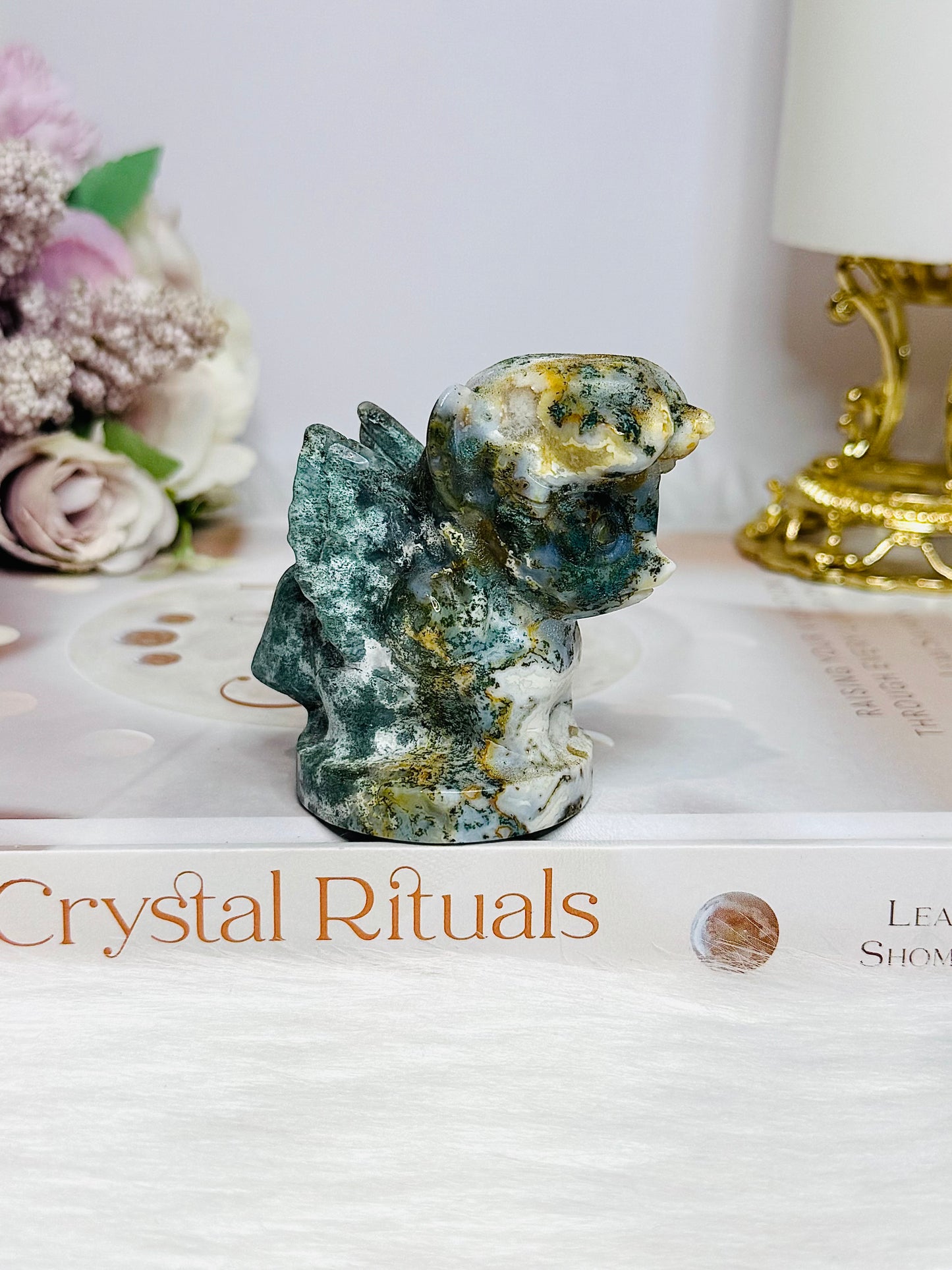 Moss Agate Mythical Creature 6.5cm