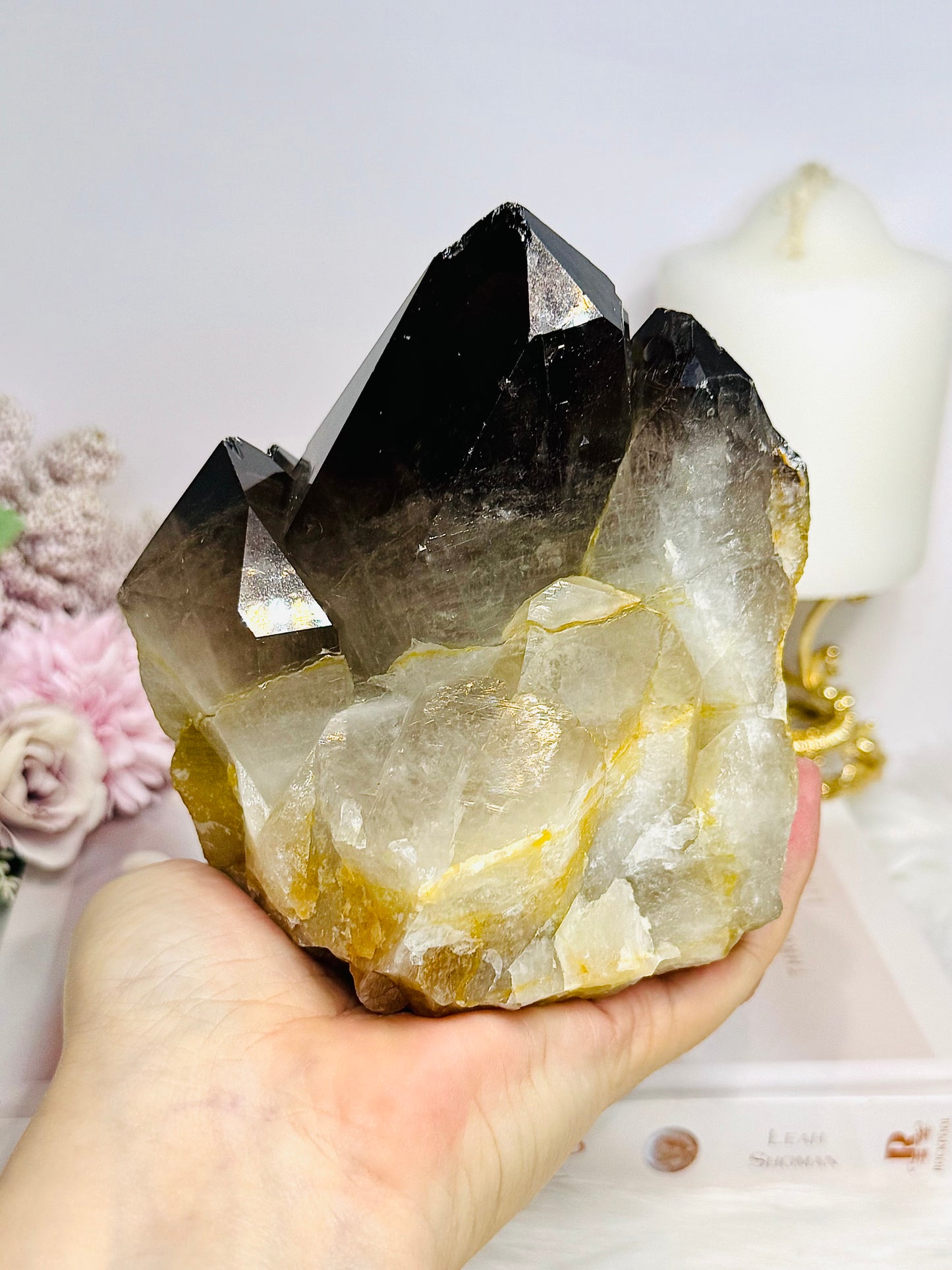 Large Smokey Quartz Cluster Freeform 1.3KG 13cm