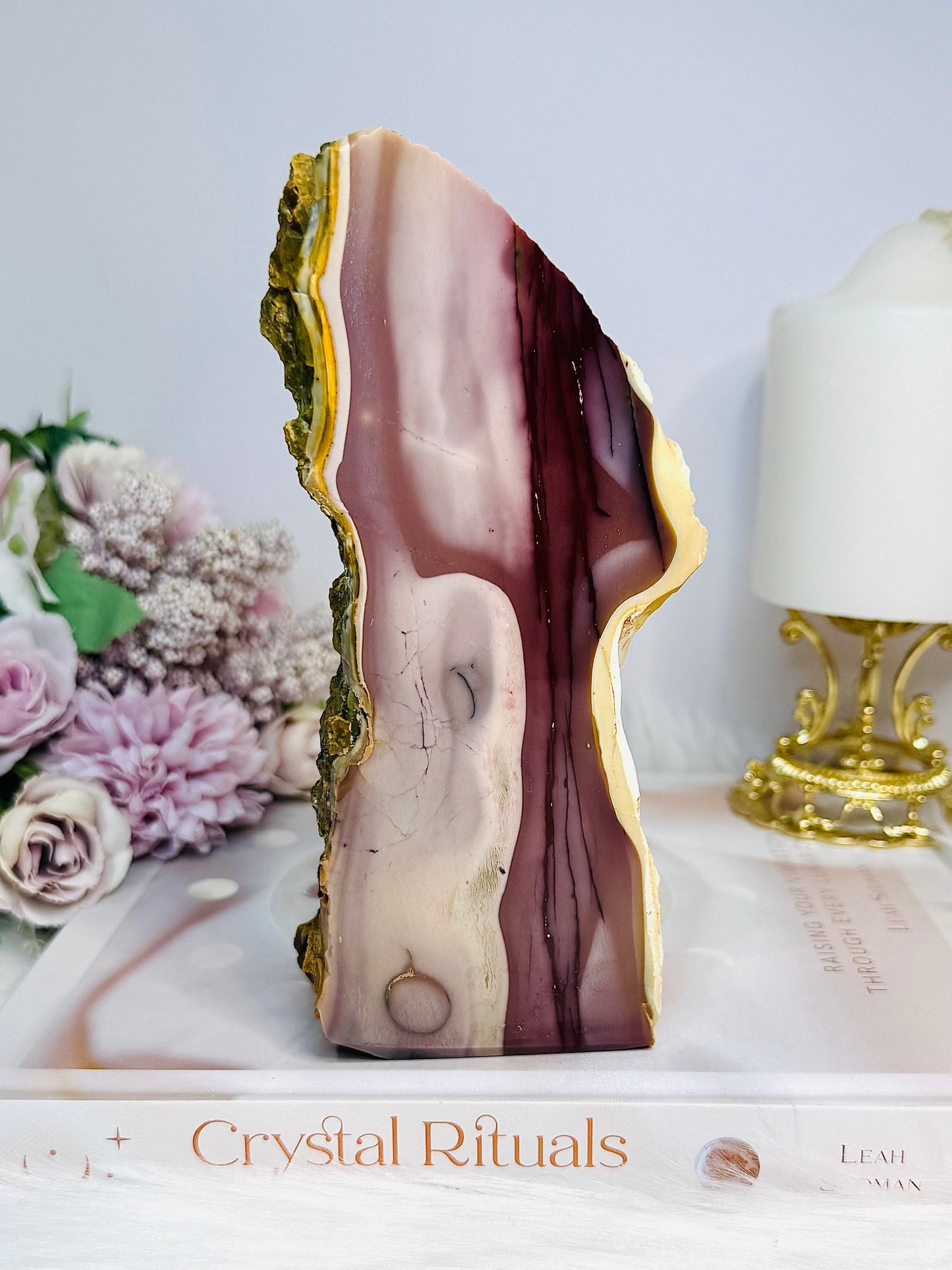 High Grade Mookaite Jasper Polished & Raw Slab 16cm 722g
