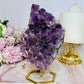 Large Natural Amethyst Cluster On Gold Stand 16cm 625g