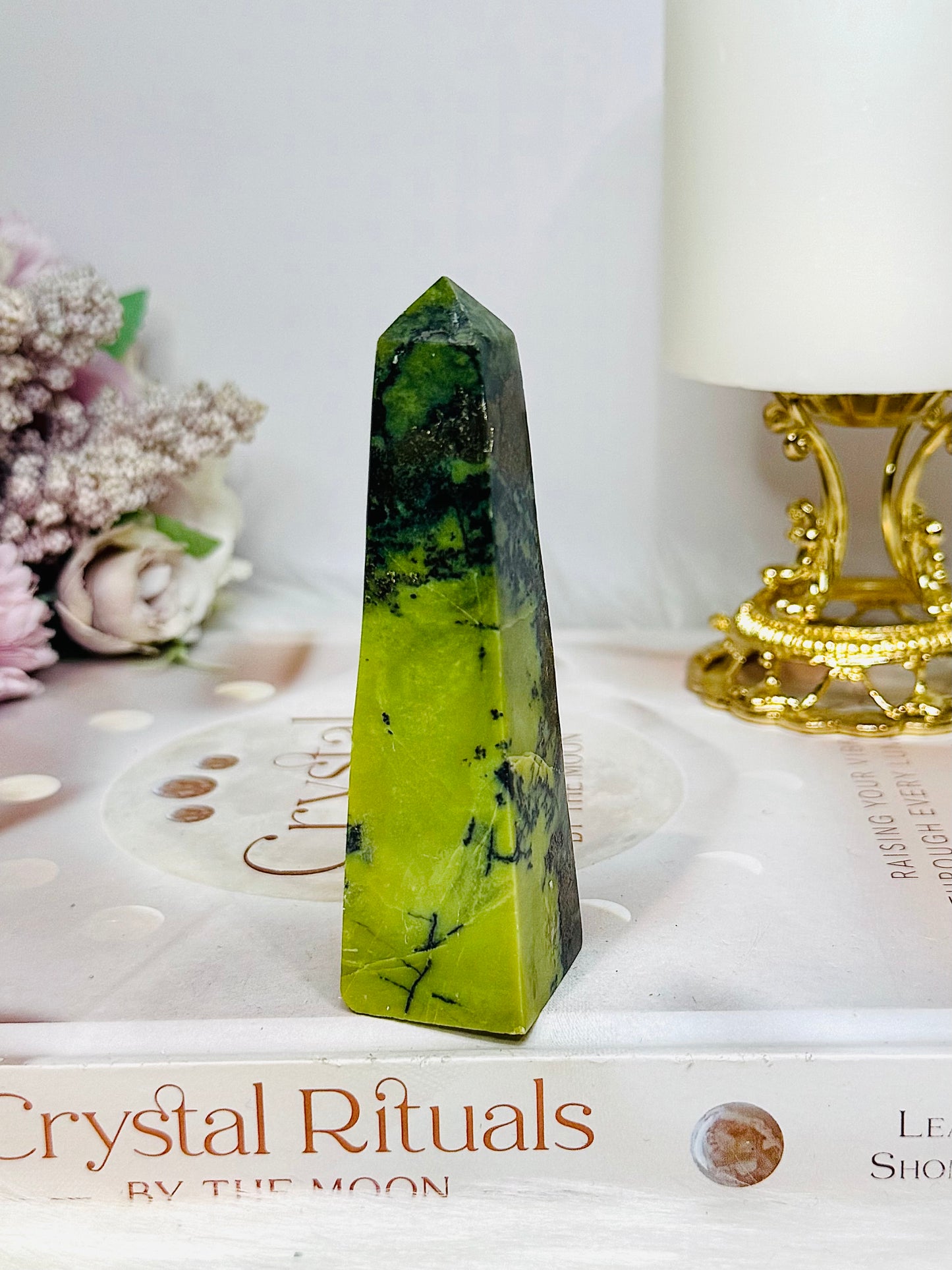 Green Serpentine Jade Obelisk Tower 9.5cm