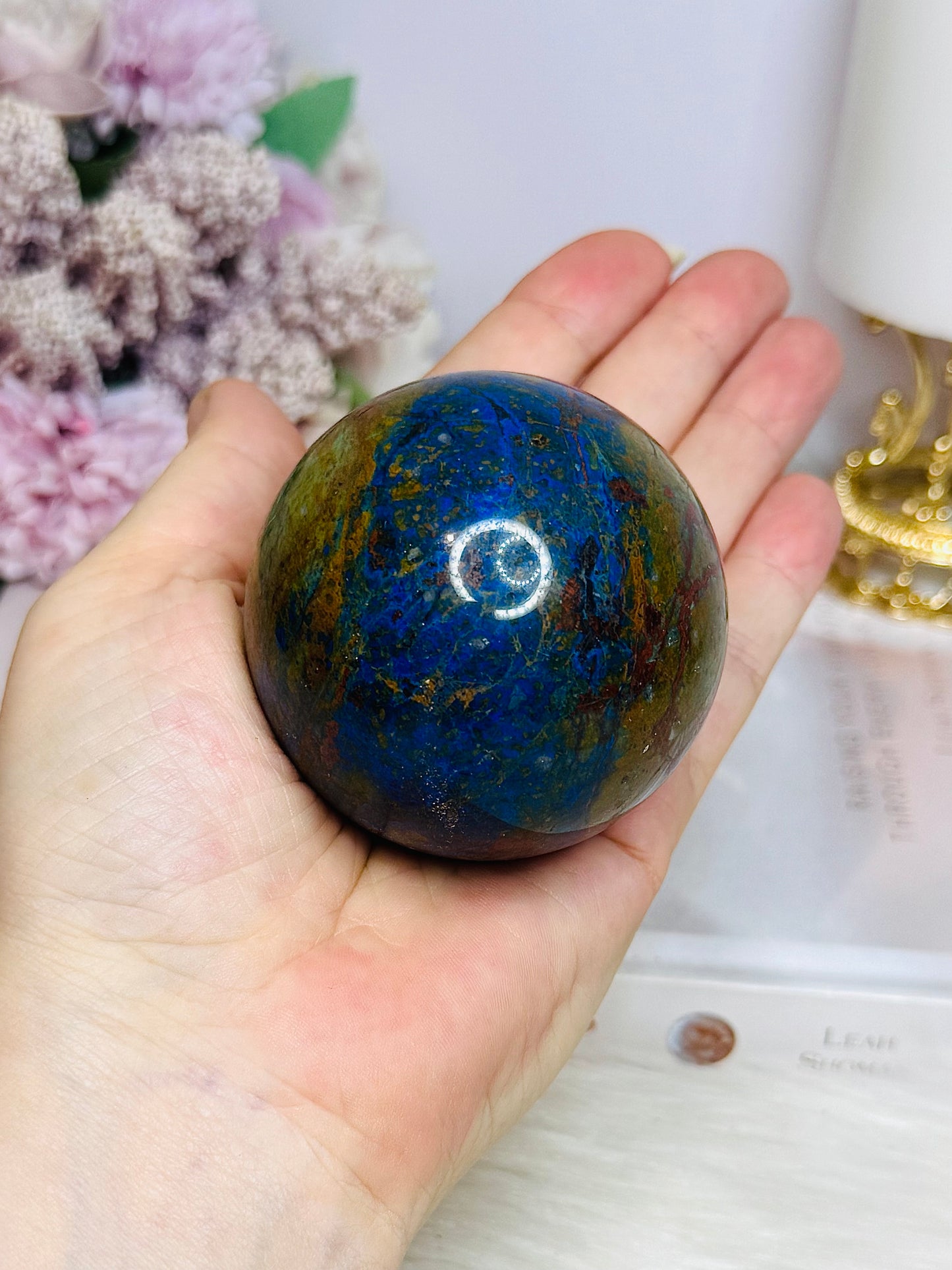Azurite Sphere on Stand 302g