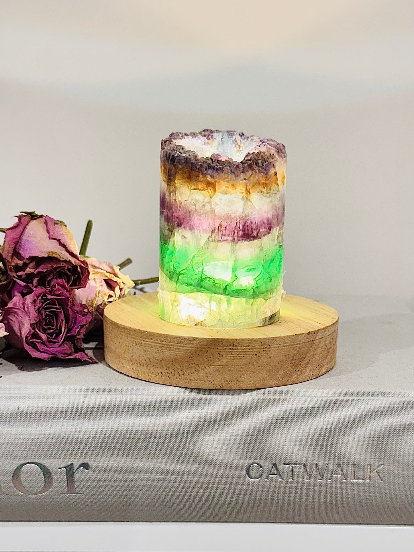 Beautiful 8cm Colourful Fluorite Lamp on Light Stand