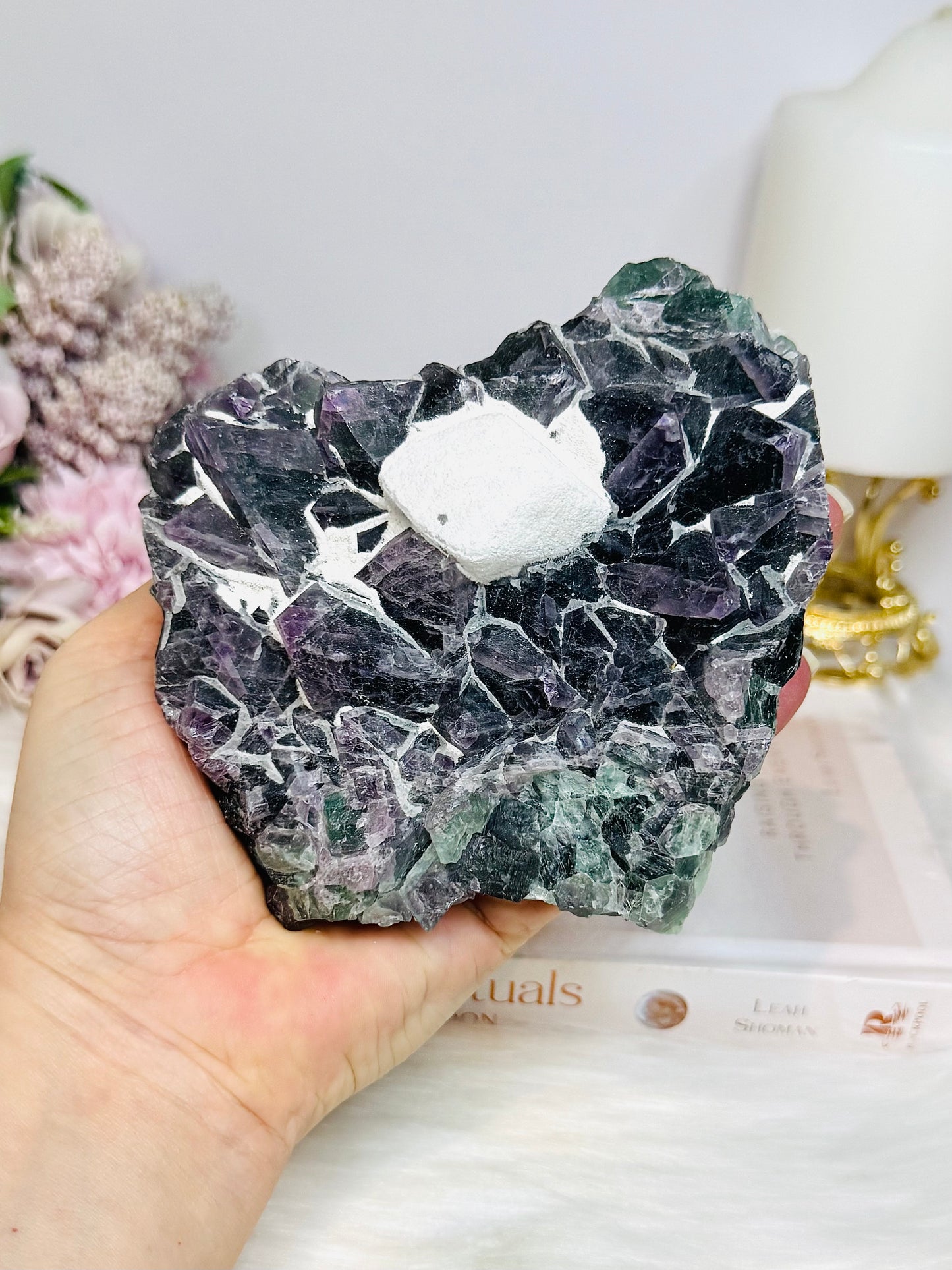 Fluorite Chunky Specimen with Matrix on Stand 711g