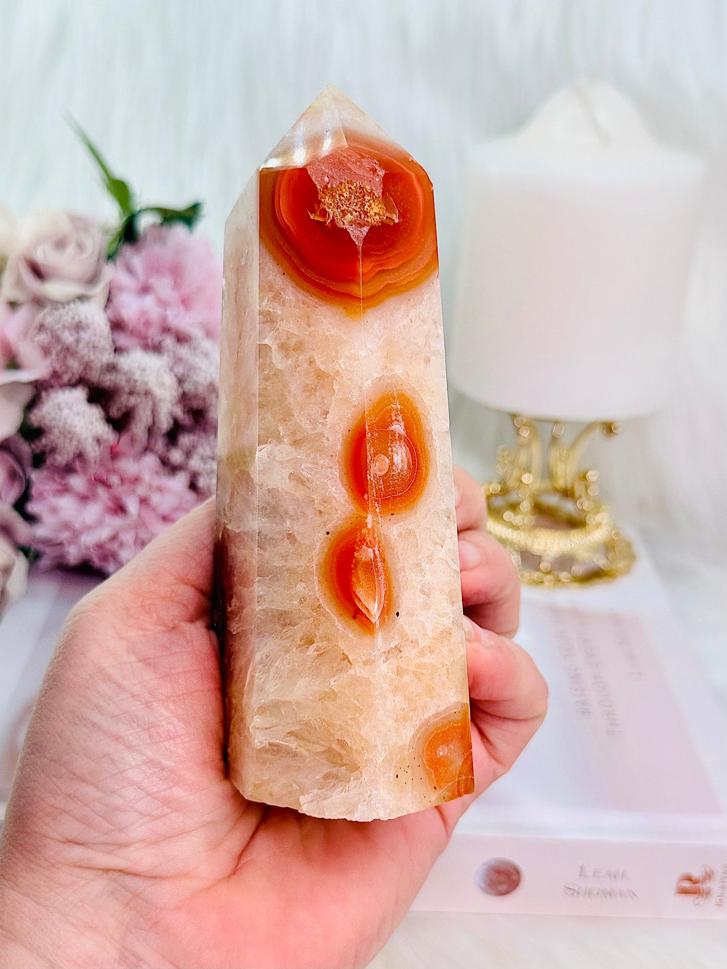 Absolutely Gorgeous Chunky Druzy Carnelian Tower 438grams