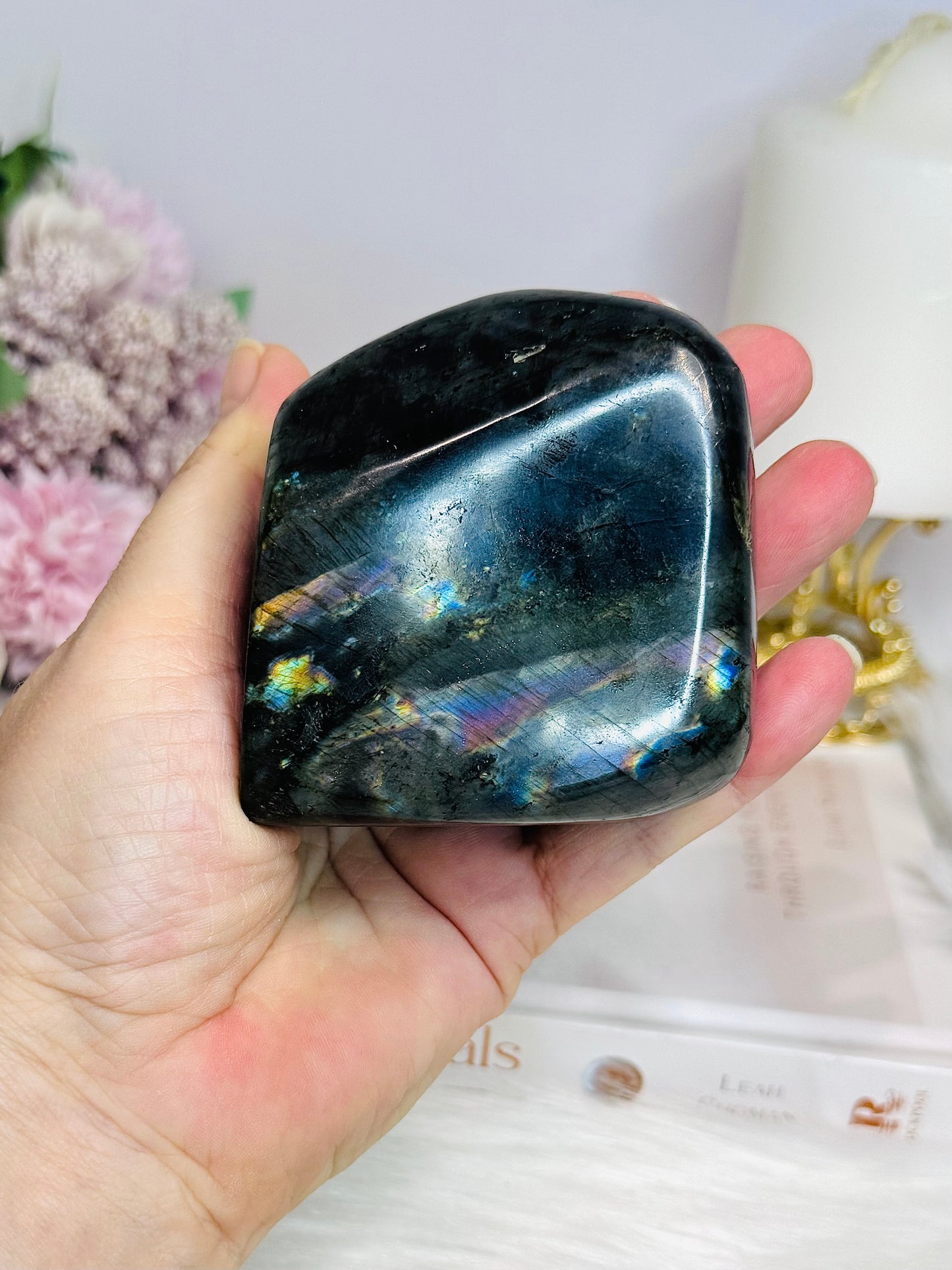 High Grade Spectrolite (Labradorite) Freeform from Finland - (Flash is all purple although it looks blue in pic) 8cm 374g