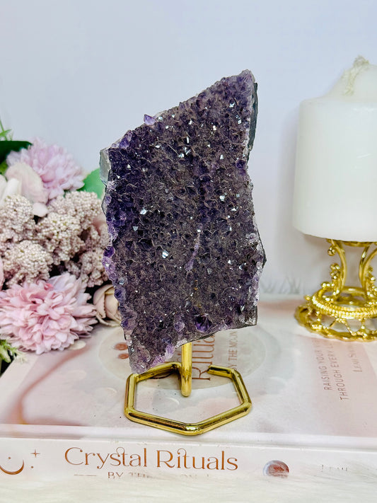 Large Natural Amethyst Cluster Slab On Stand 16.5cm