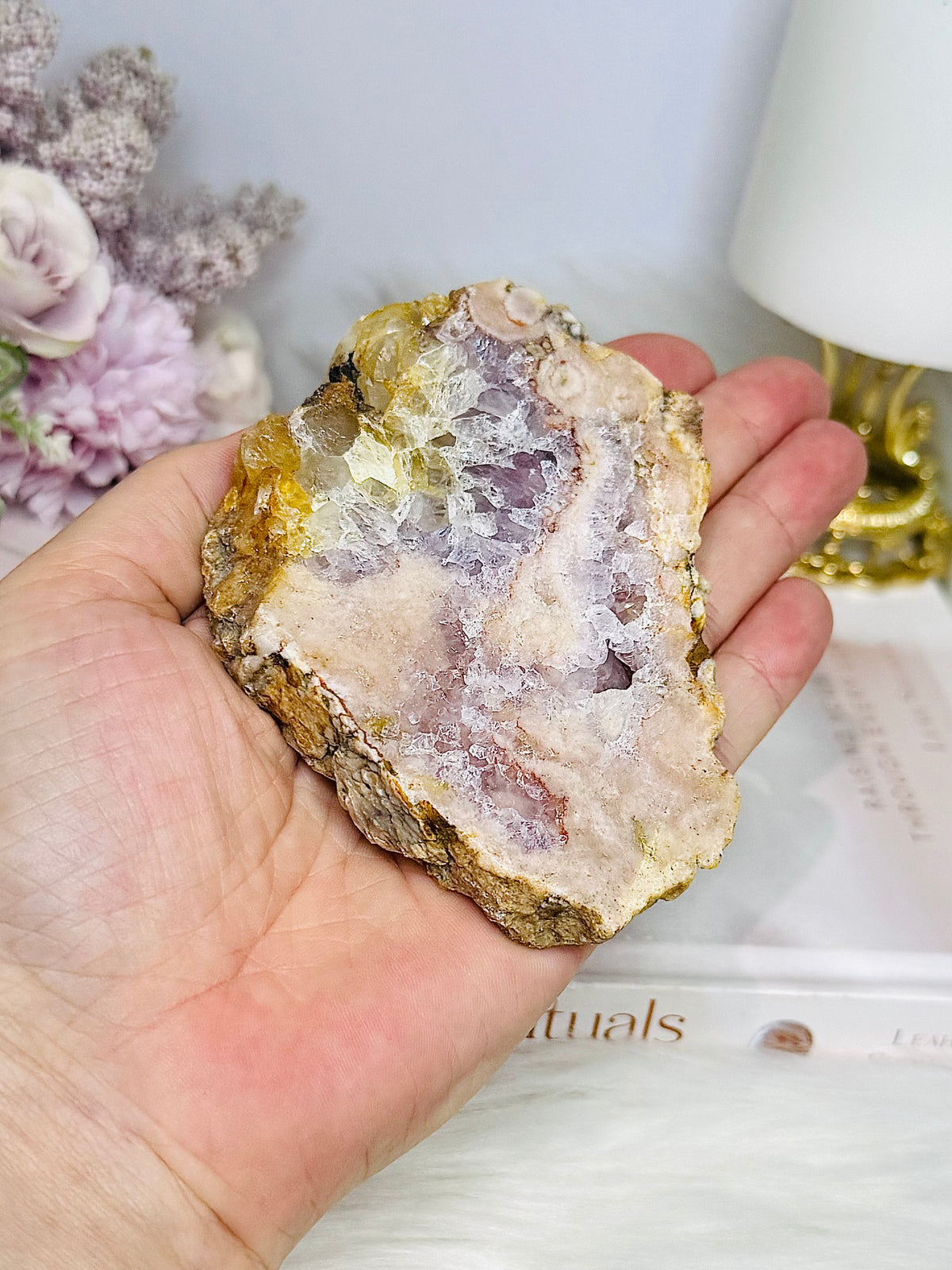 Natural Pink Amethyst Slab on Stand 10cm 166g