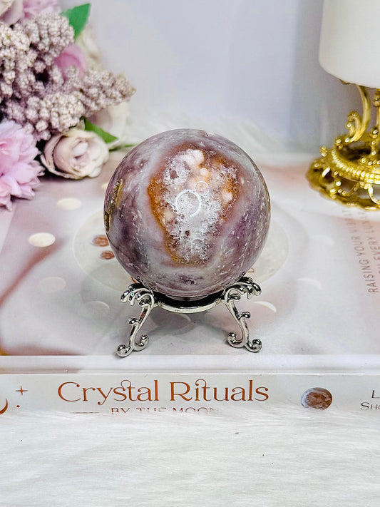 Druzy Pink Amethyst Sphere on Stand 282g