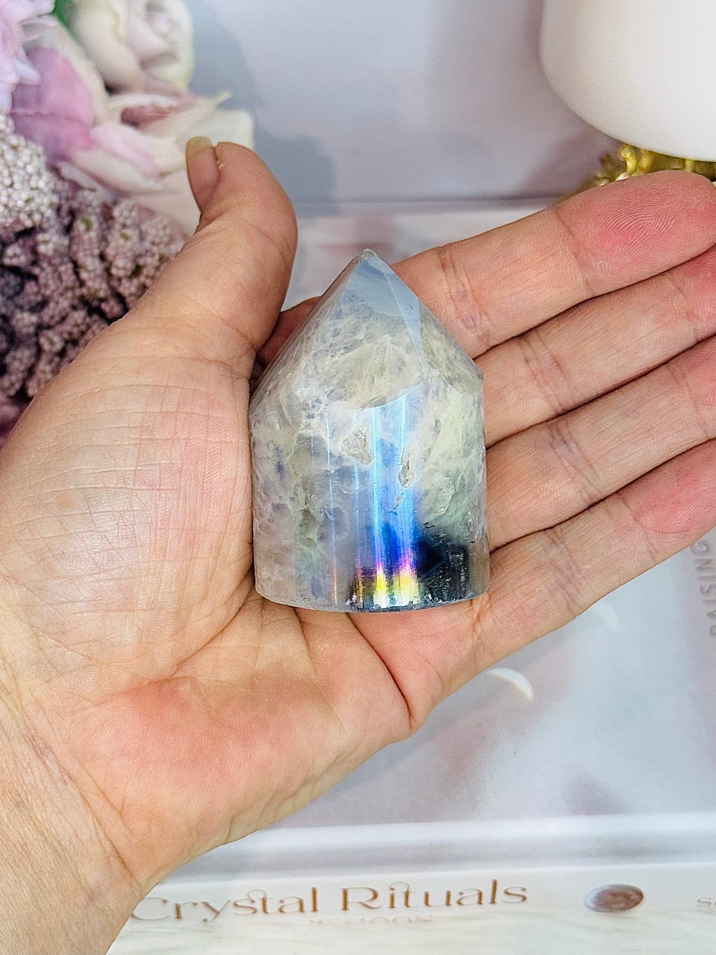 Gorgeous 6cm Angel Aura Druzy Agate Cylinder | Tower