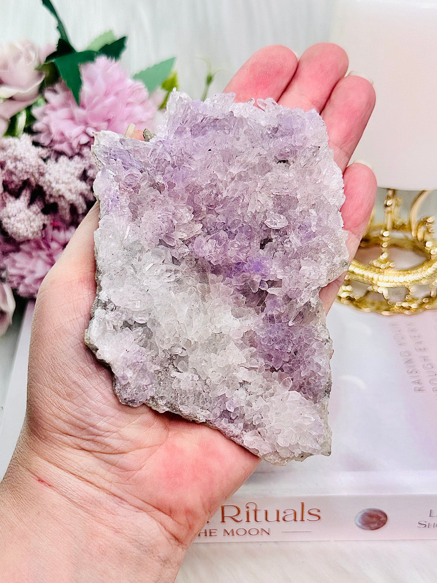 Absolutely Gorgeous 12cm Flower Amethyst | Zeolite Slab Specimen On Stand From Brazil ~ Truly Gorgeous Piece