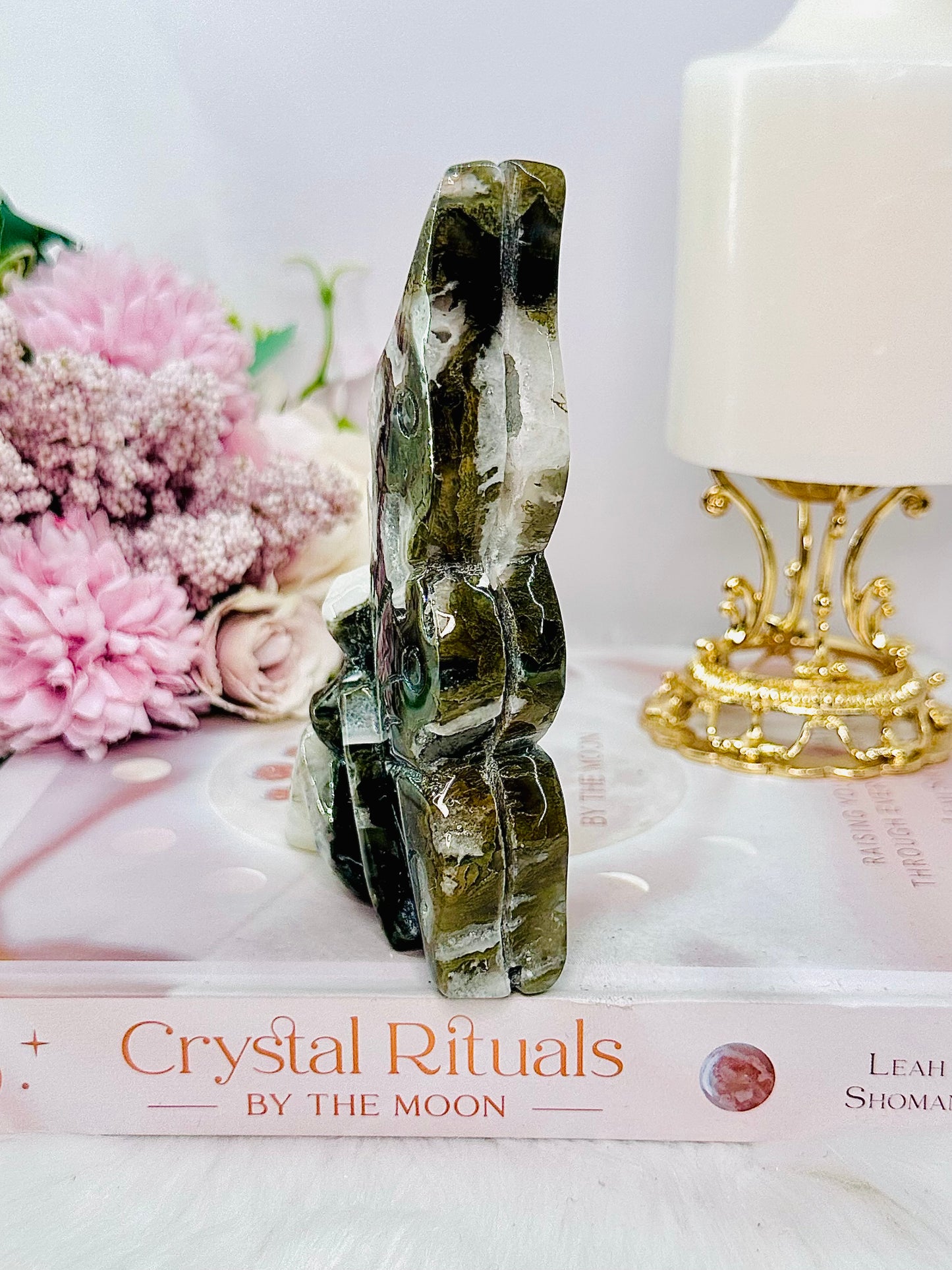 Peace & Tranquility ~ Divine Carved Druzy Moss Agate Chunky Fairy 14cm